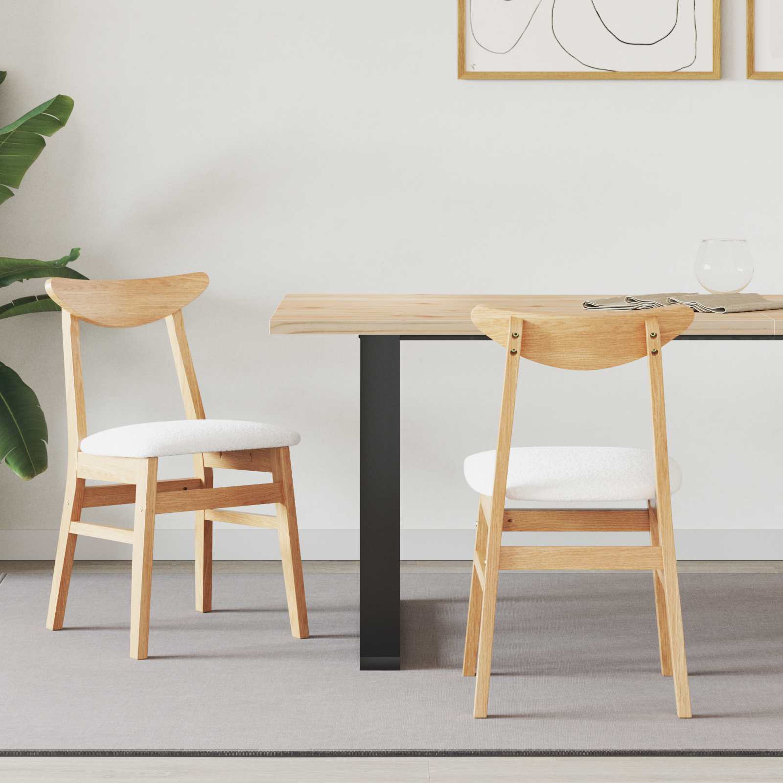 Sedie Da Pranzo 2 Pcs Naturale 42 X 47.5 X 81 cm