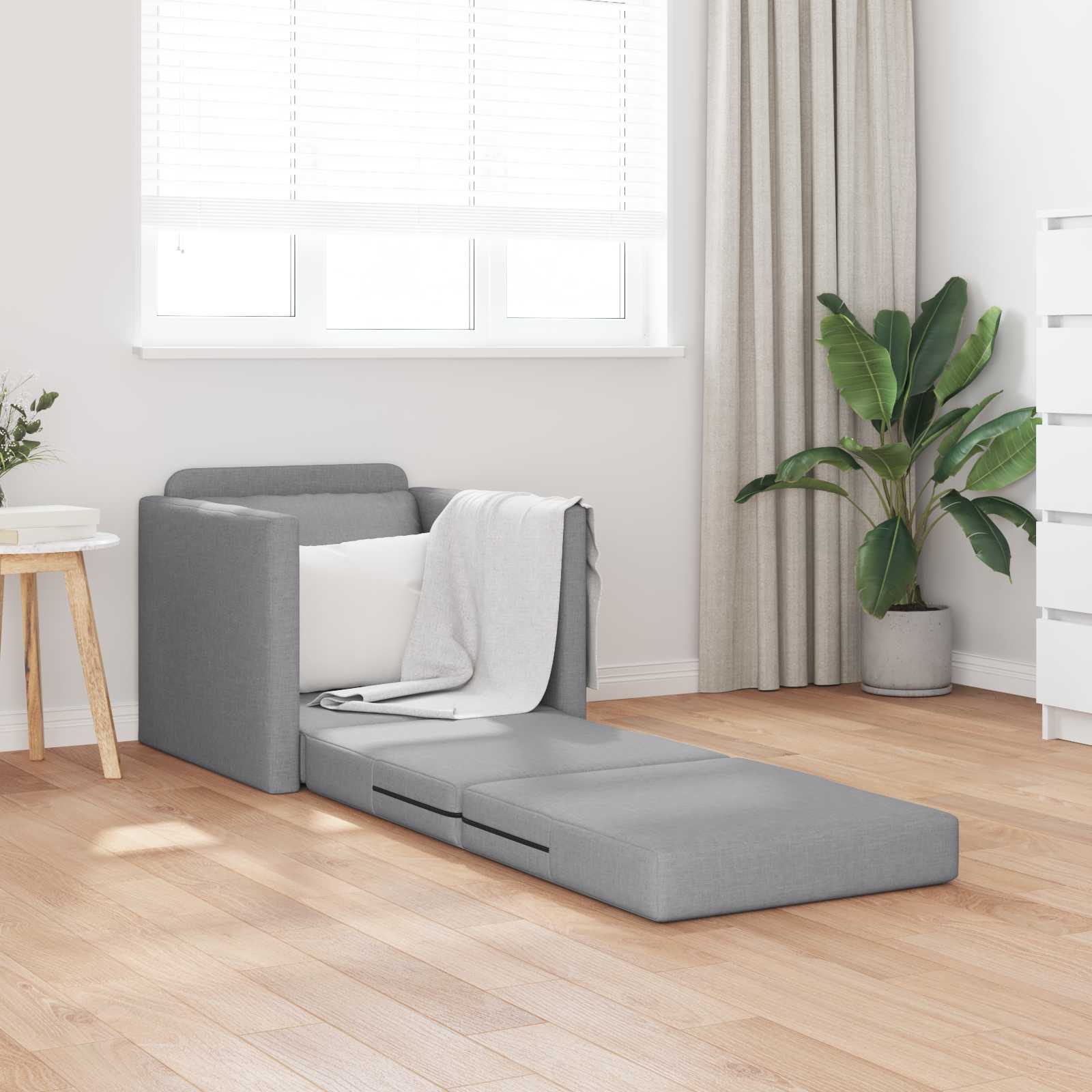Divano Letto Pieghevole Grigio Chiaro 74 X 77 X 81 Cm Tessuto