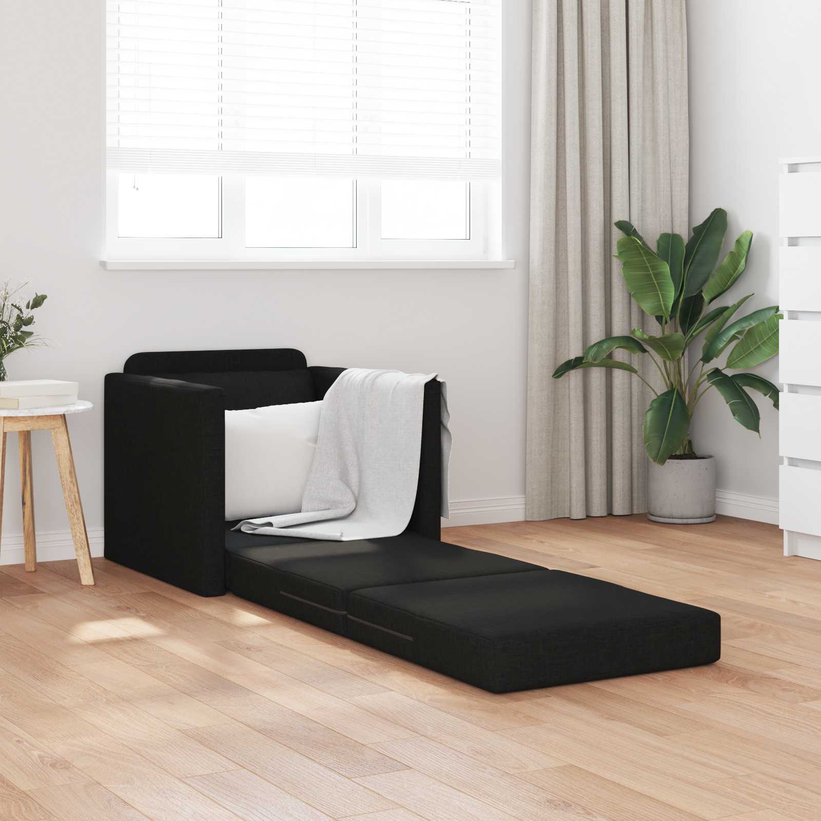 Divano Letto Pieghevole Nero 74 X 77 X 81 Cm Tessuto