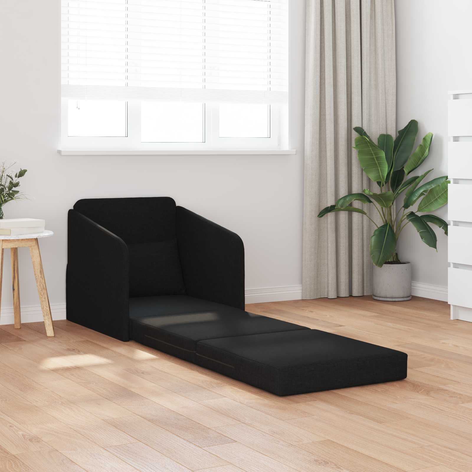 Divano Letto Pieghevole Nero 65 X 80 X 83 Cm Tessuto