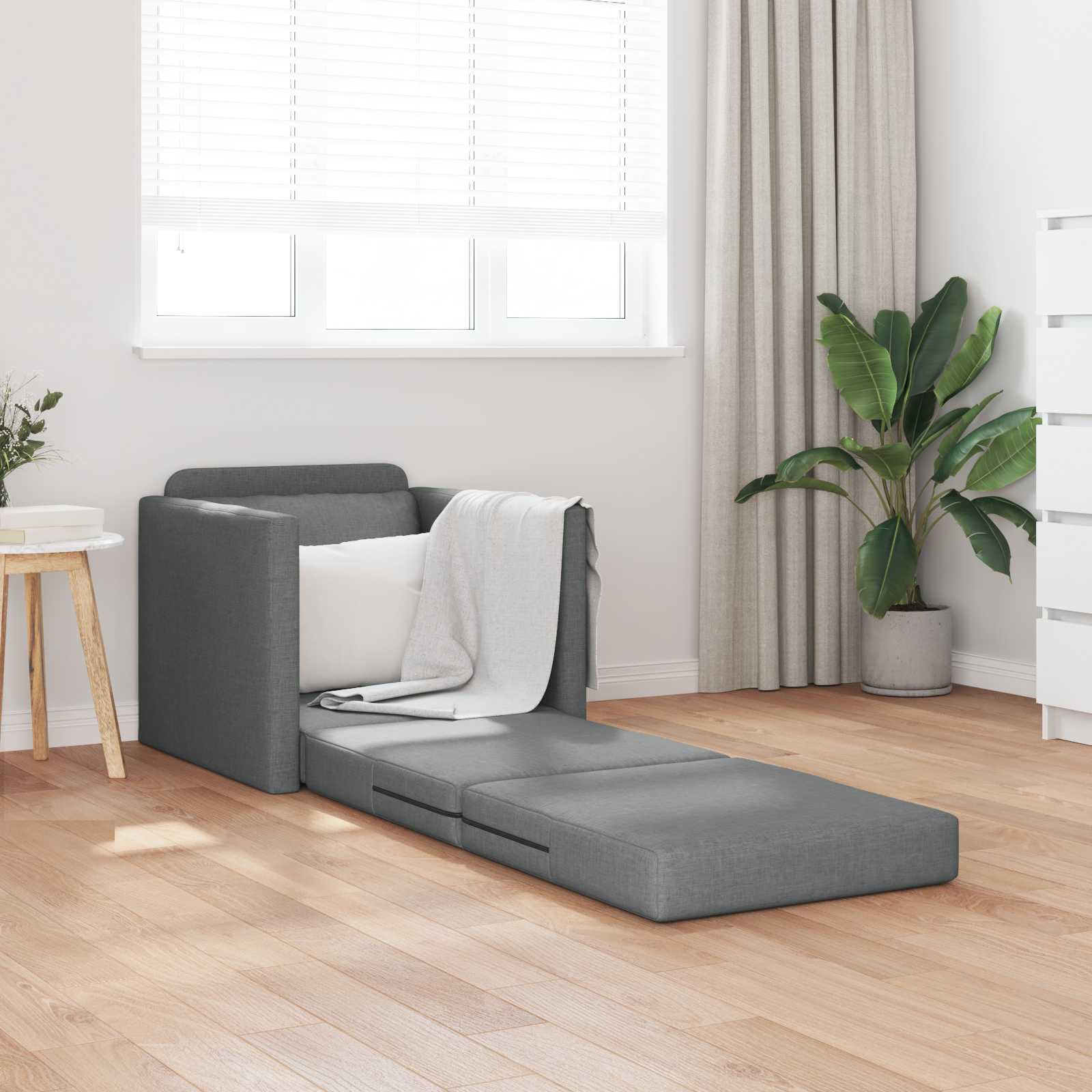 Divano Letto Pieghevole Grigio Scuro 74 X 77 X 81 Cm Tessuto