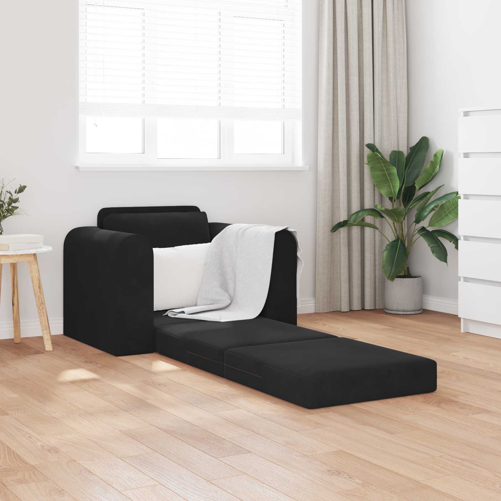 Divano Letto Pieghevole Nero 98 X 71 X 83 Cm Velluto