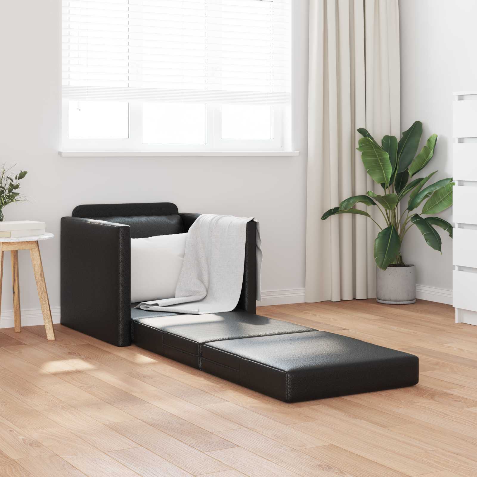 Divano Letto Pieghevole Nero 74 X 77 X 81 Cm Pvc