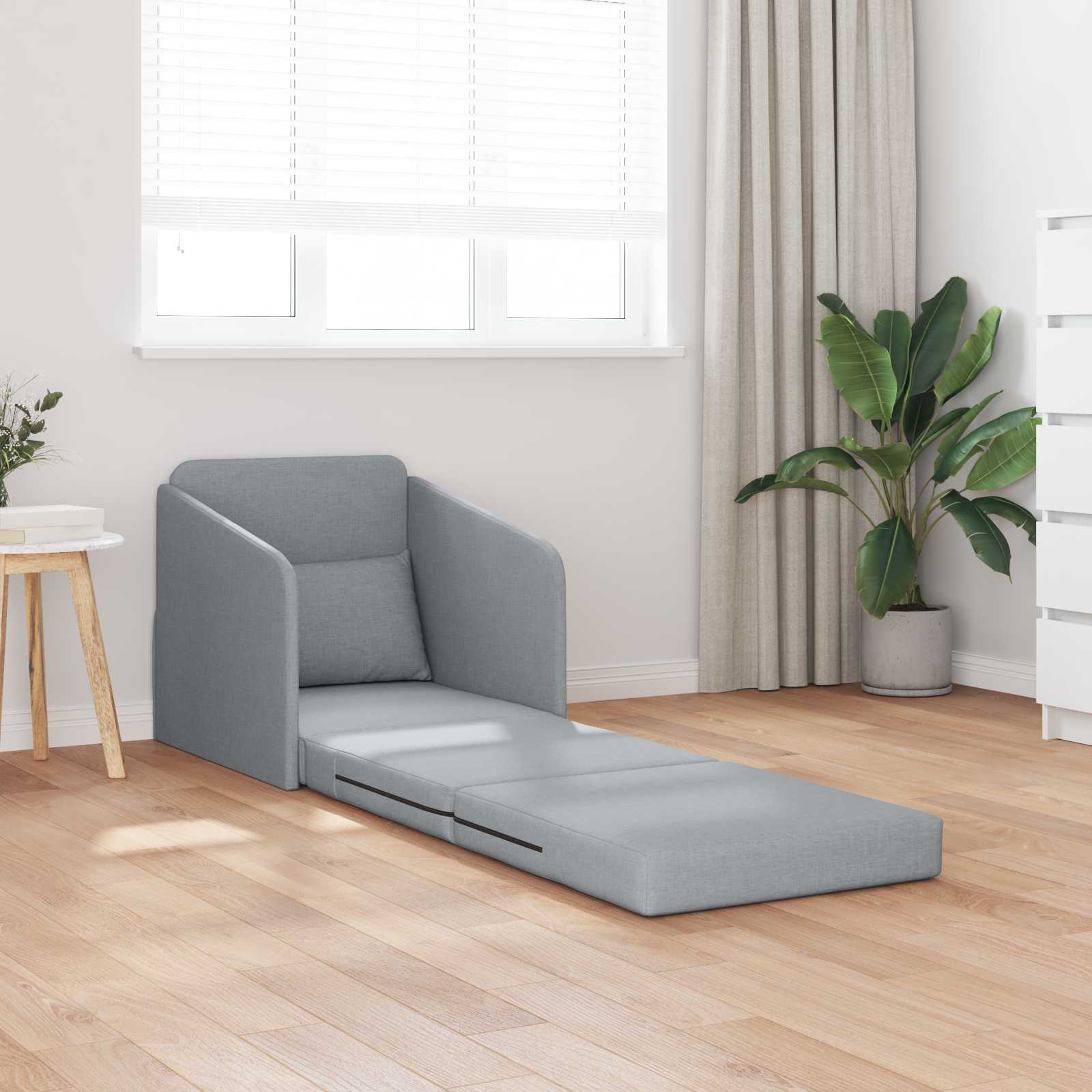 Divano Letto Pieghevole Grigio Chiaro 65 X 80 X 83 Cm Tessuto
