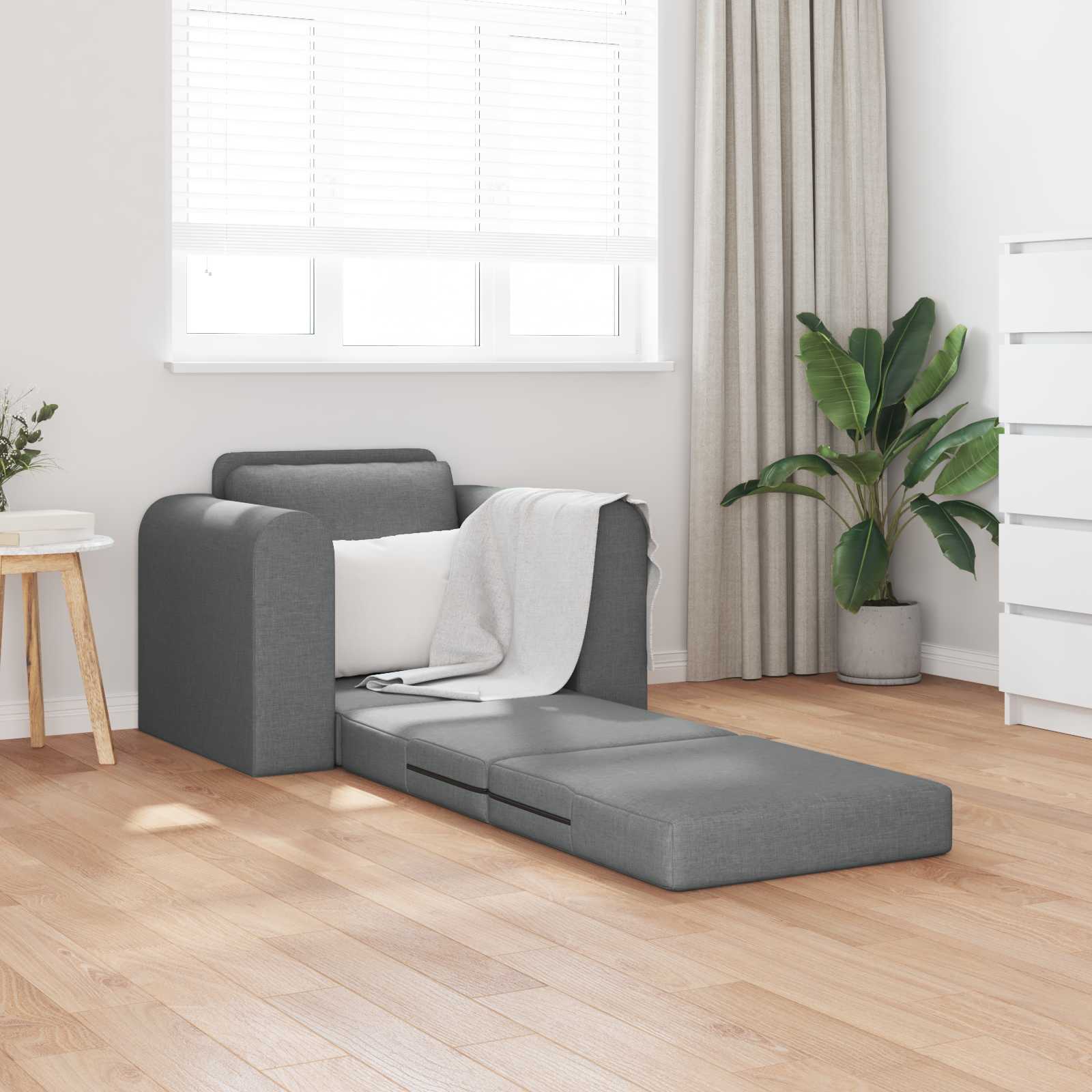 Divano Letto Pieghevole Grigio Scuro 98 X 71 X 83 Cm Tessuto