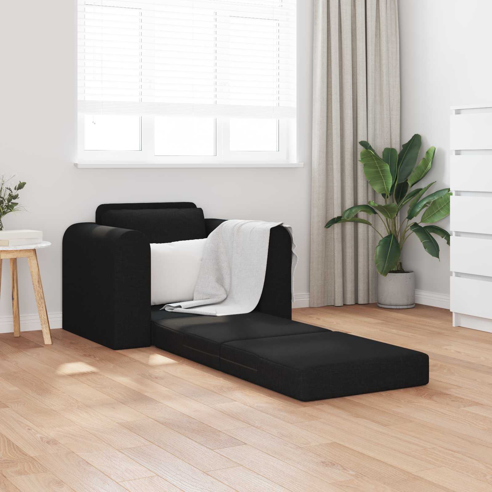 Divano Letto Pieghevole Nero 98 X 71 X 83 Cm Tessuto