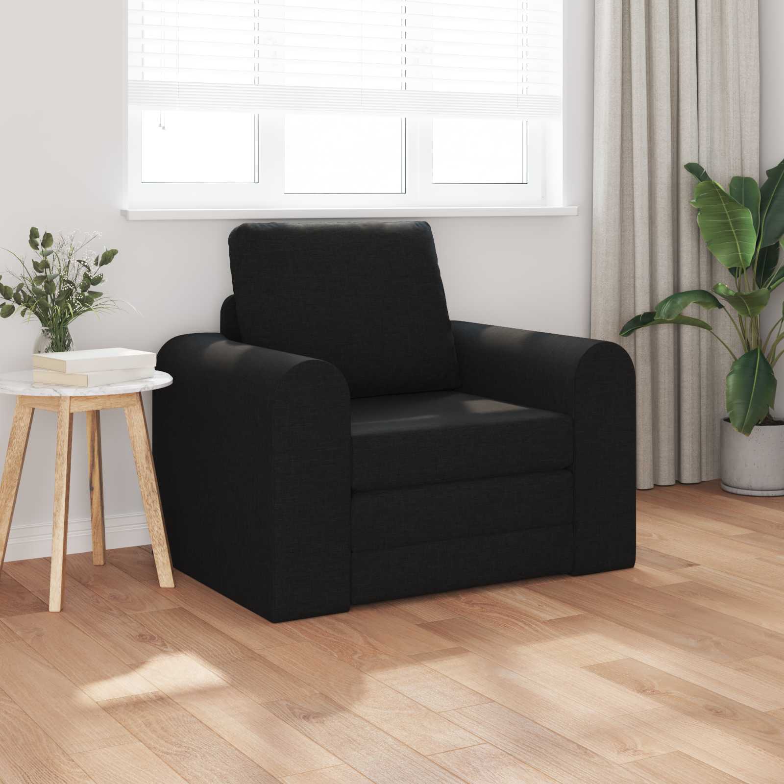 Divano Letto Pieghevole Nero 98 X 71 X 83 Cm Tessuto - Image 3