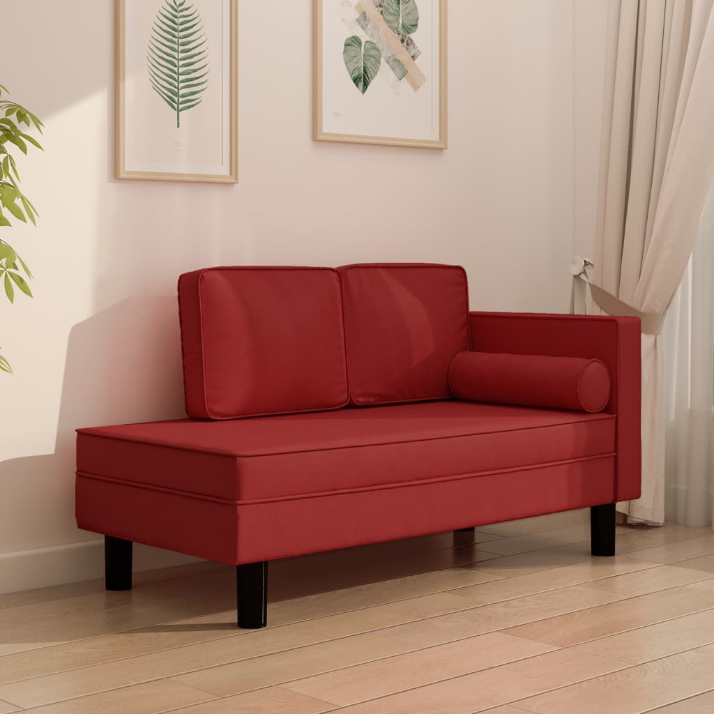 Sdraio Con Cuscini E Capezzale Rosso Vino In Similpelle