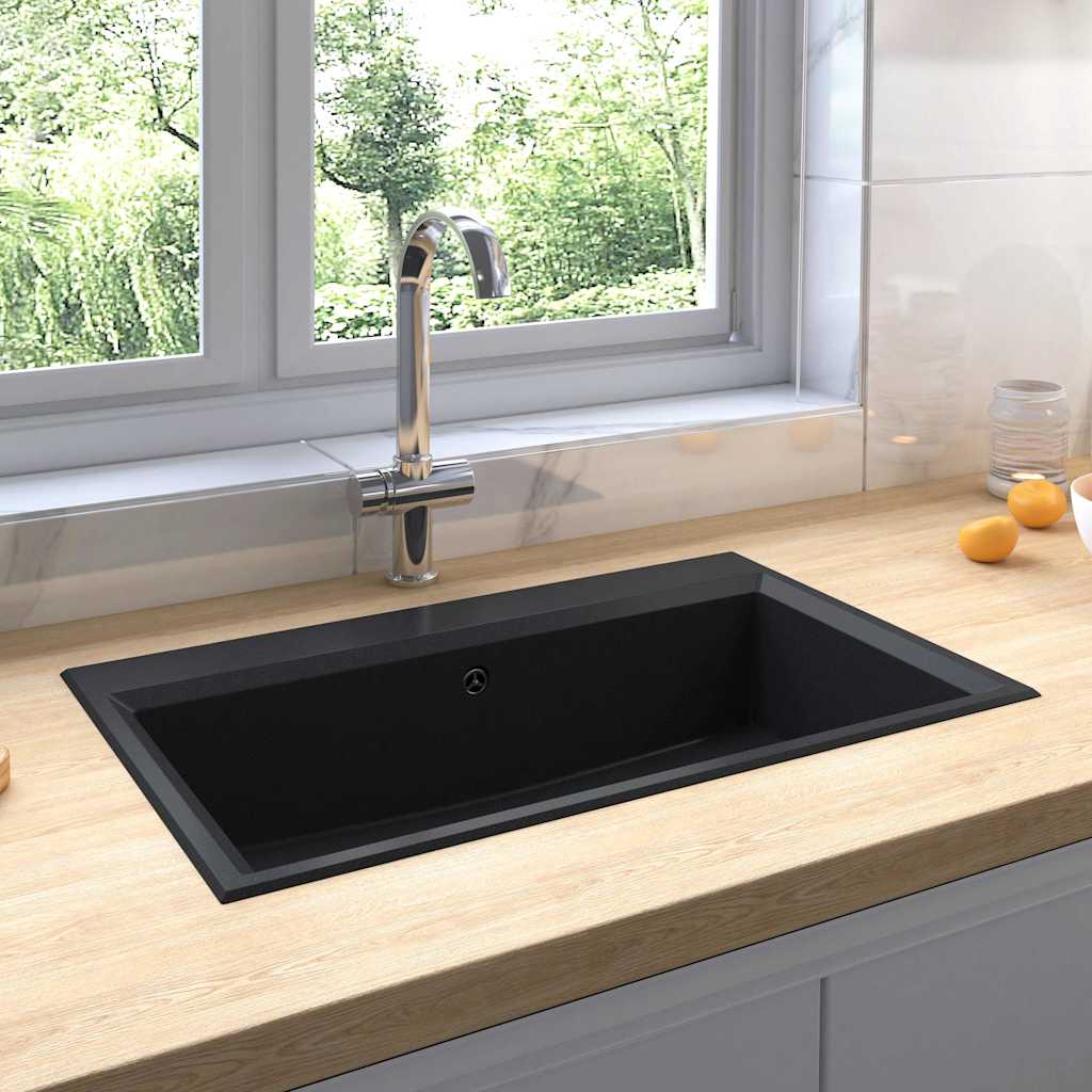 Lavello Da Cucina Nero 79 X 50 X 31 Cm Granito