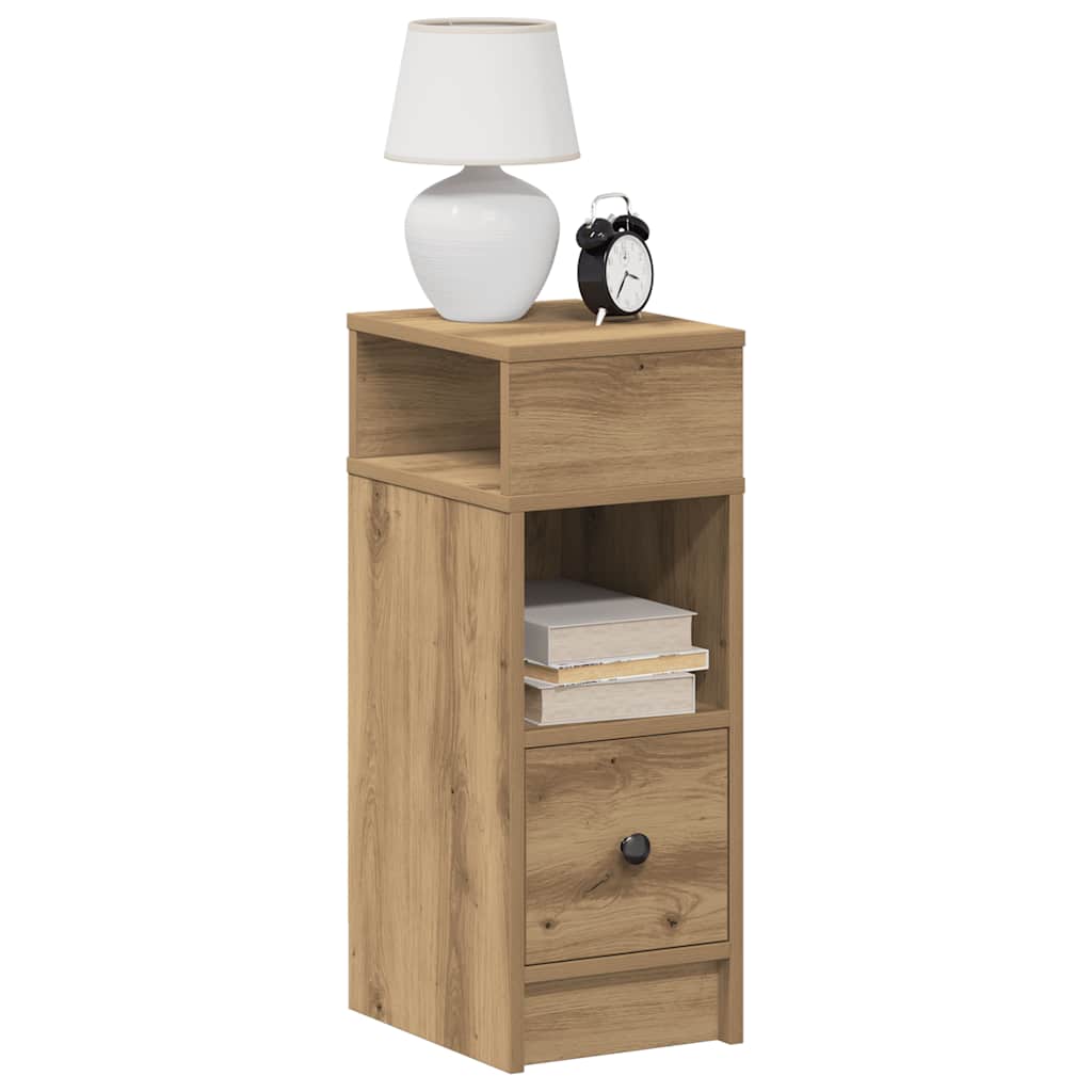 Comodini 2 Pz Con Cassetto Rovere Artigianale 25x31x66 cm