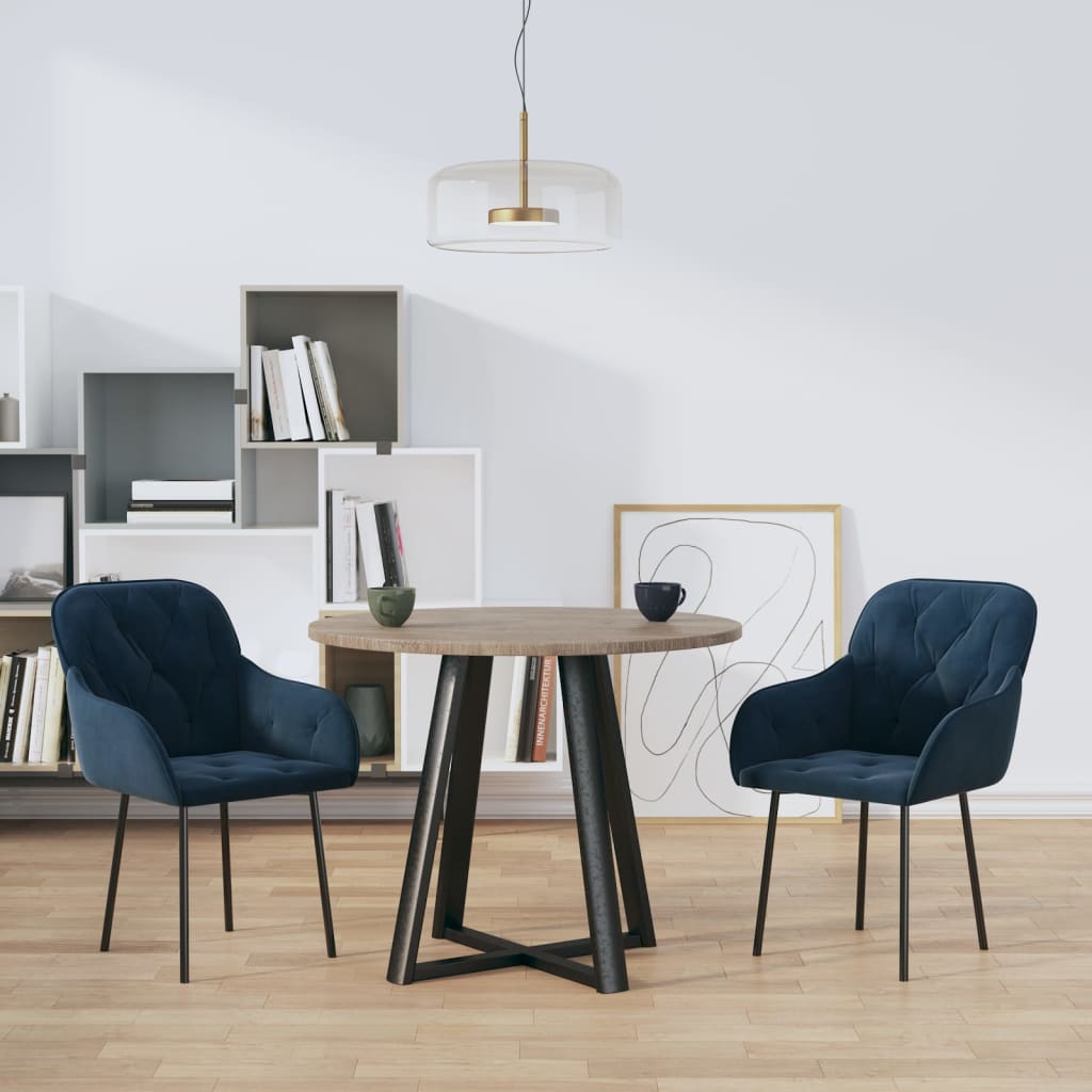 Sedie Da Pranzo 2 Pz Blu In Velluto