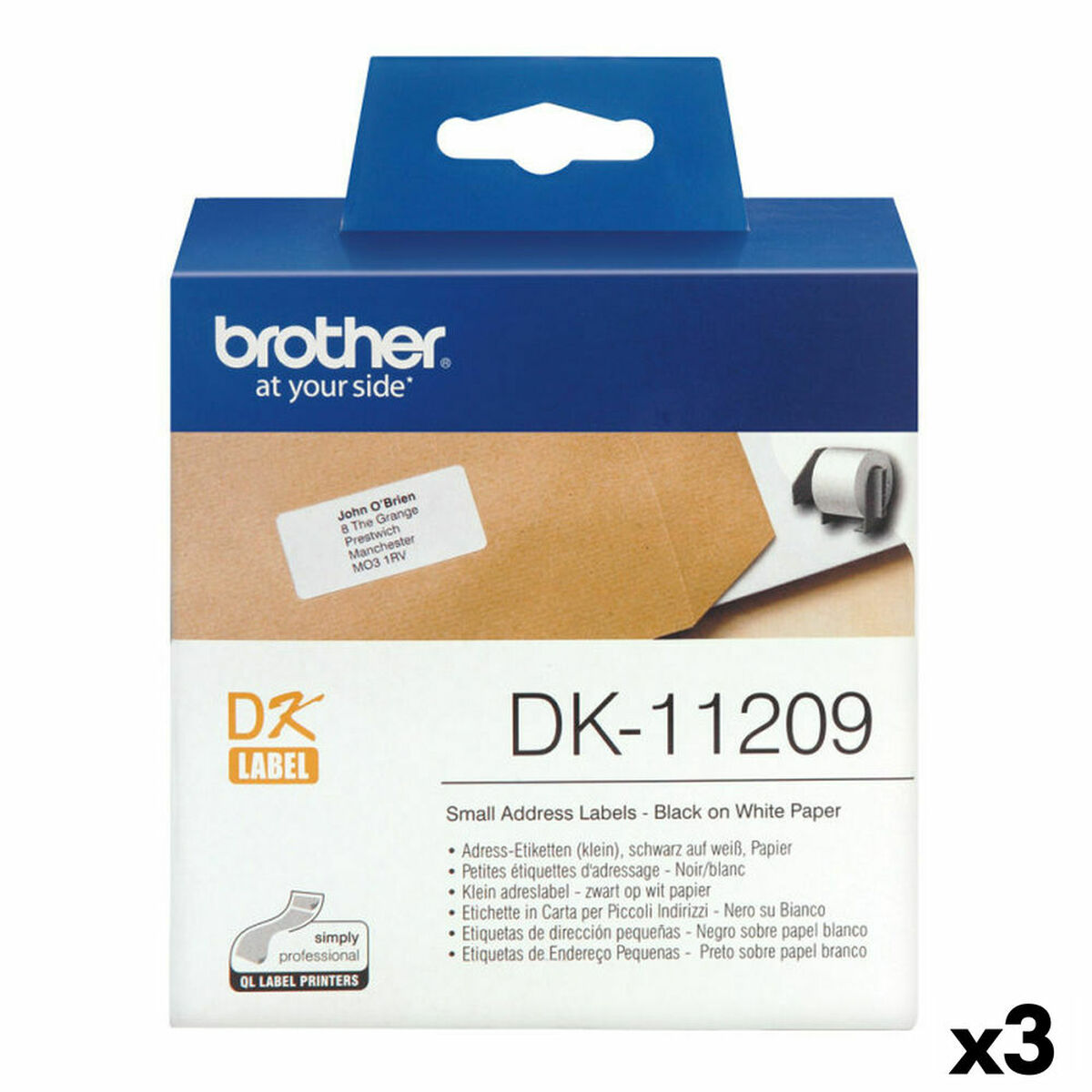 Etichette Per Stampante Brother DK-11209 Nero/bianco 62 X 29 Mm (3 Unità)