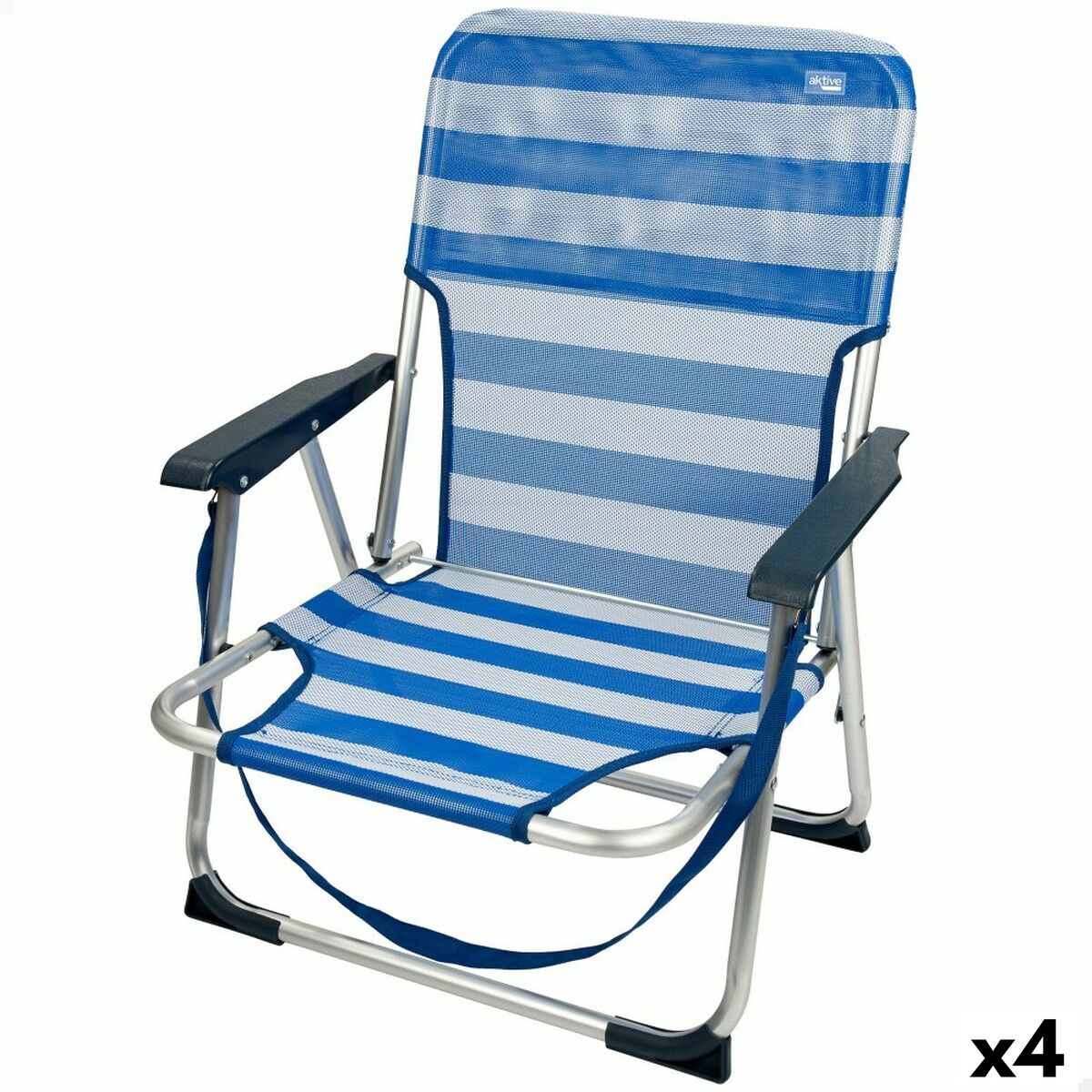 Sedia Da Spiaggia Aktive Pieghevole Azzurro 44 X 72 X 35 Cm (4 Unità)