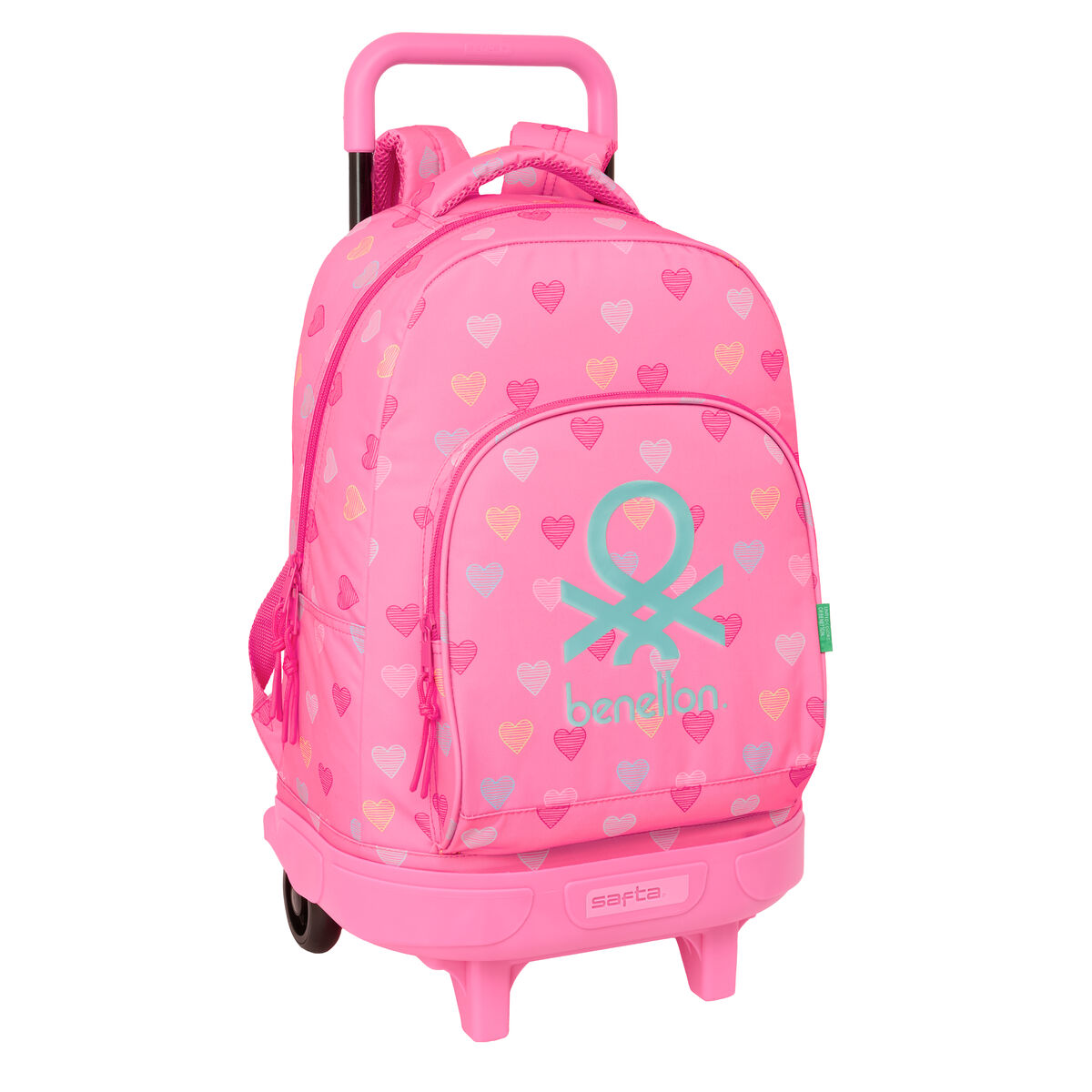 Trolley Per La Scuola Benetton Heart Rosa 33 X 45 X 22 cm