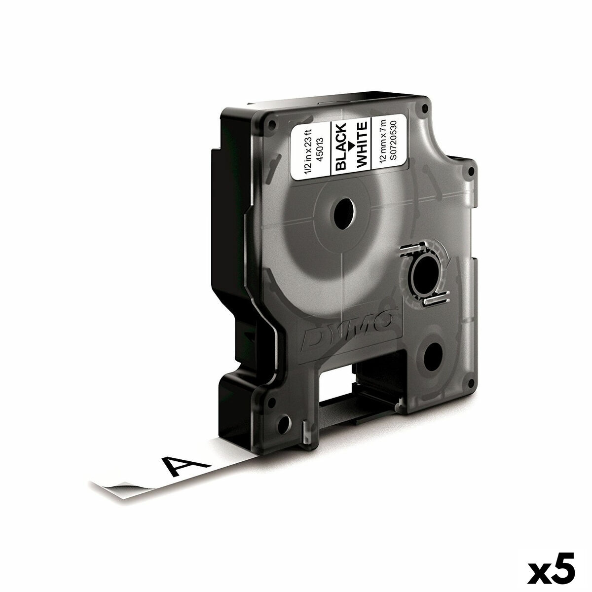 Nastro Laminato Per Etichettatrici Dymo D1 45013 12 Mm Labelmanager™ Bianco Nero (5 Unità)