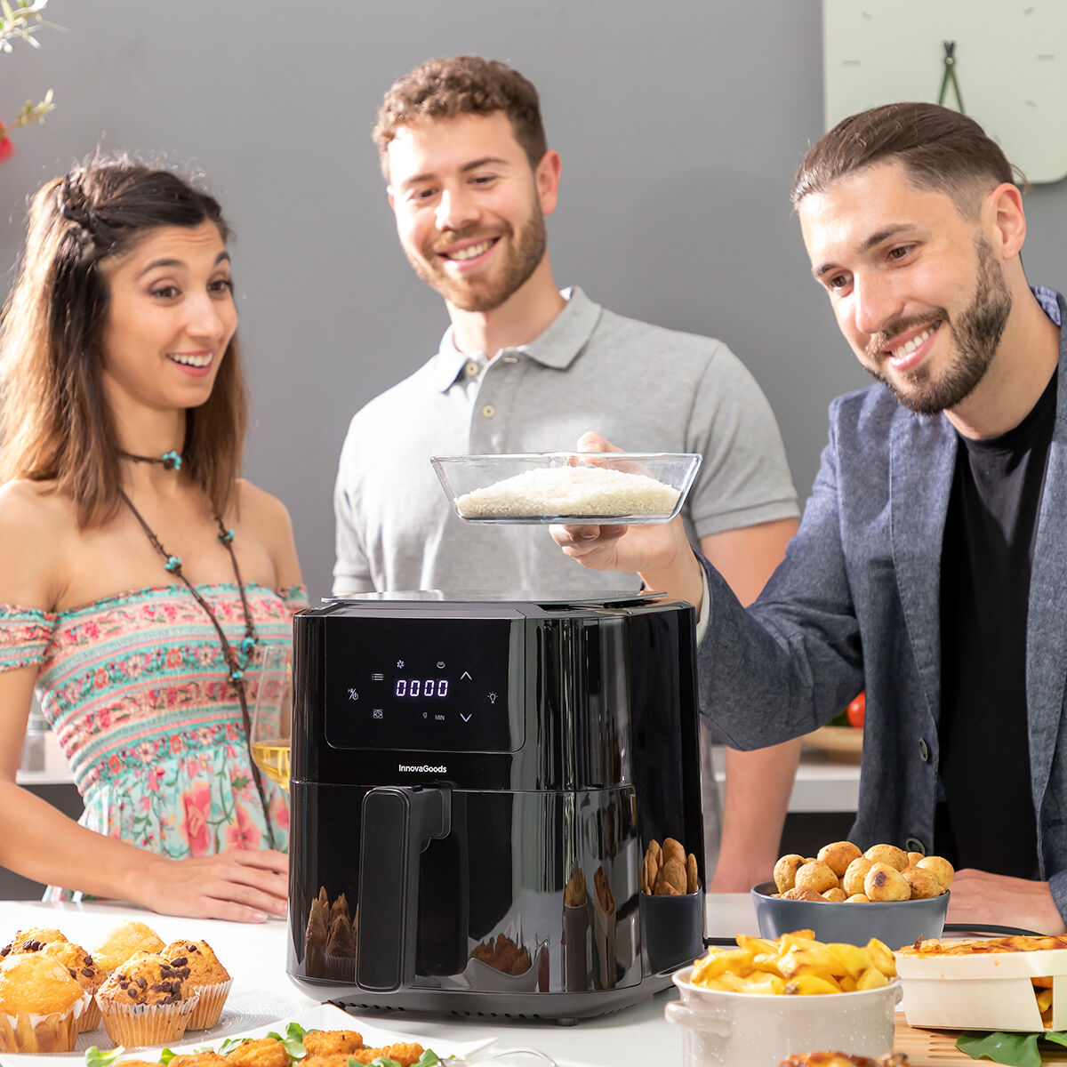 Friggitrice Ad Aria Con Bilancia Innovagoods Fryinn Balance 5000 Nero 1500 W 5 L Acciaio Inossidabile - Image 3