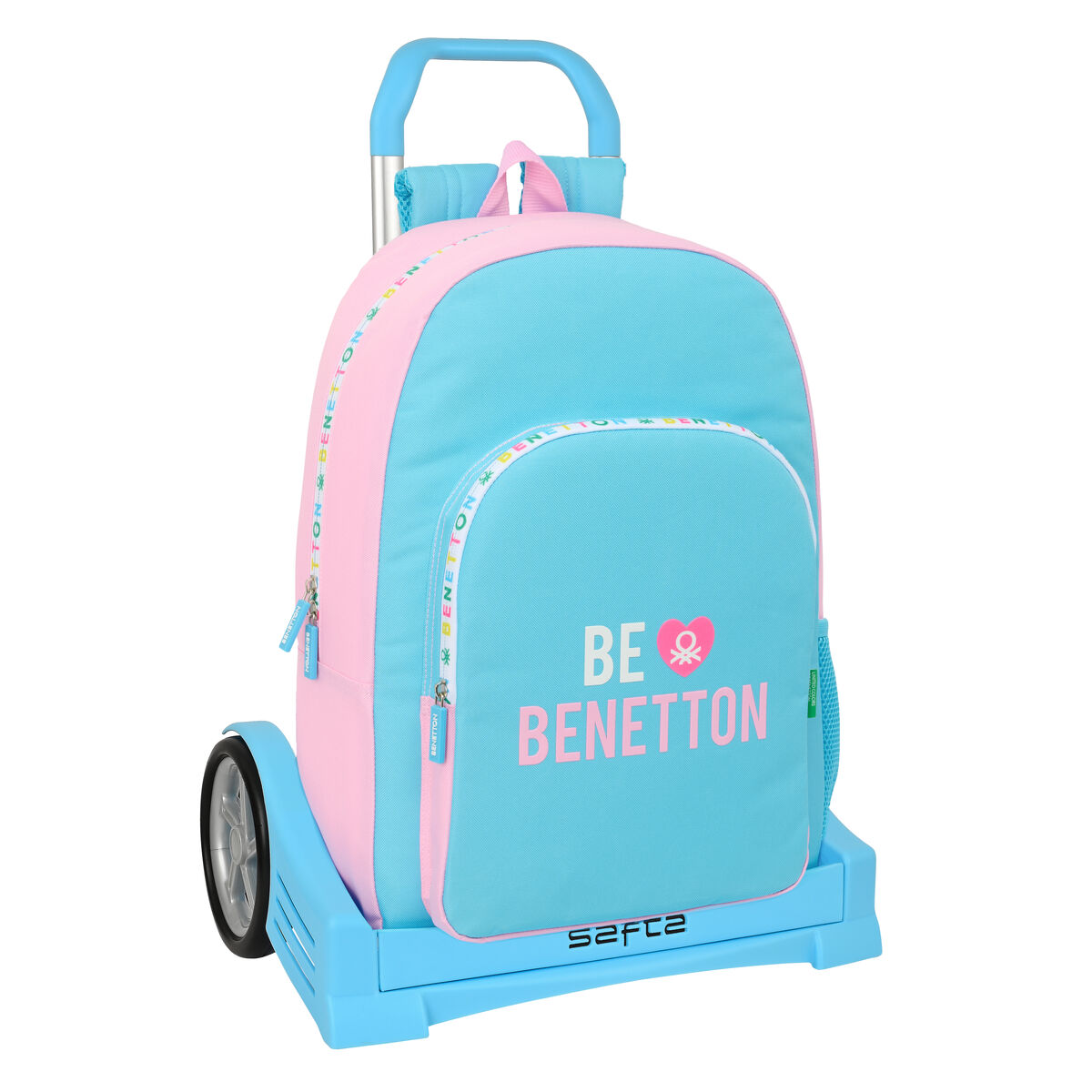 Trolley Per La Scuola Benetton Unique Rosa Turchese 30 X 46 X 14 cm