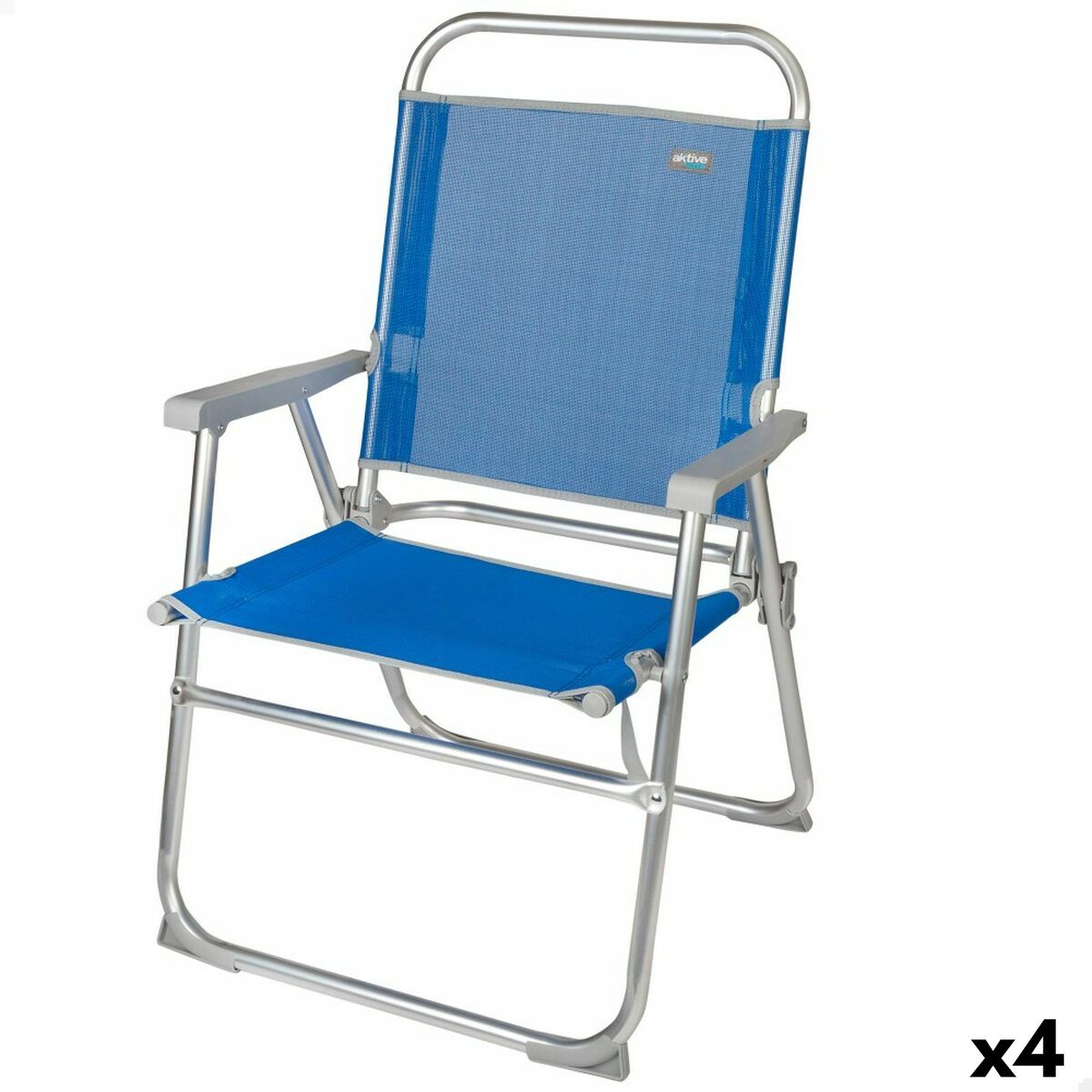 Sedia Da Spiaggia Aktive Gomera Azzurro 48 X 88 X 50 Cm Alluminio Pieghevole (4 Unità)