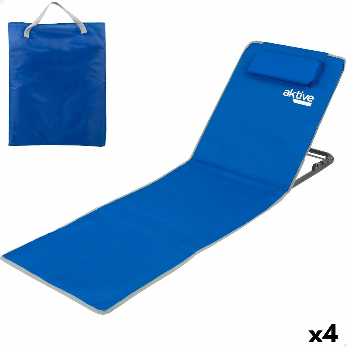 Tappetino Aktive Reclinabile 147 X 55 X 48 Cm Pvc 600d Azzurro Acciaio Spugna (4 Unità)