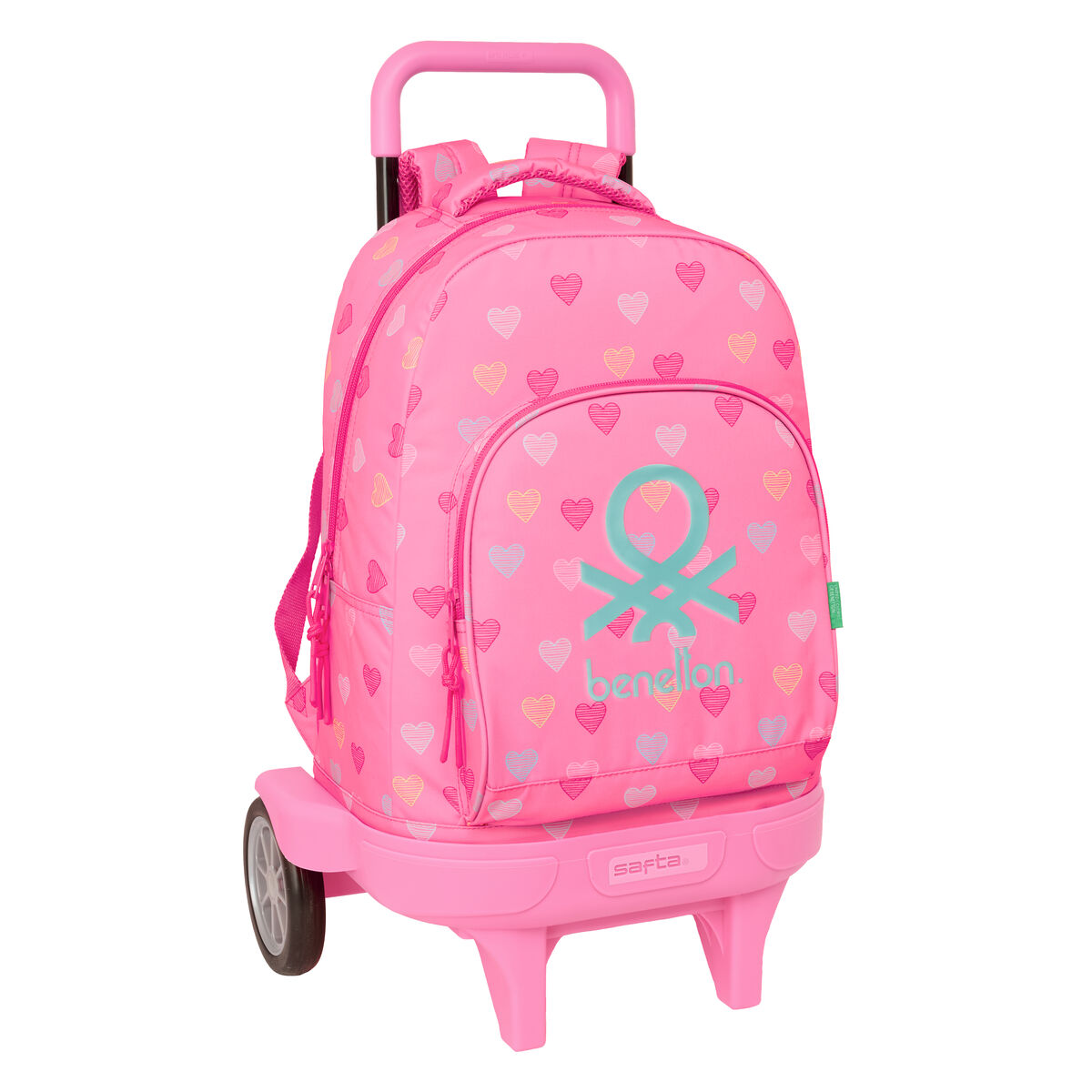 Trolley Per La Scuola Benetton Heart Rosa 33 X 45 X 22 cm