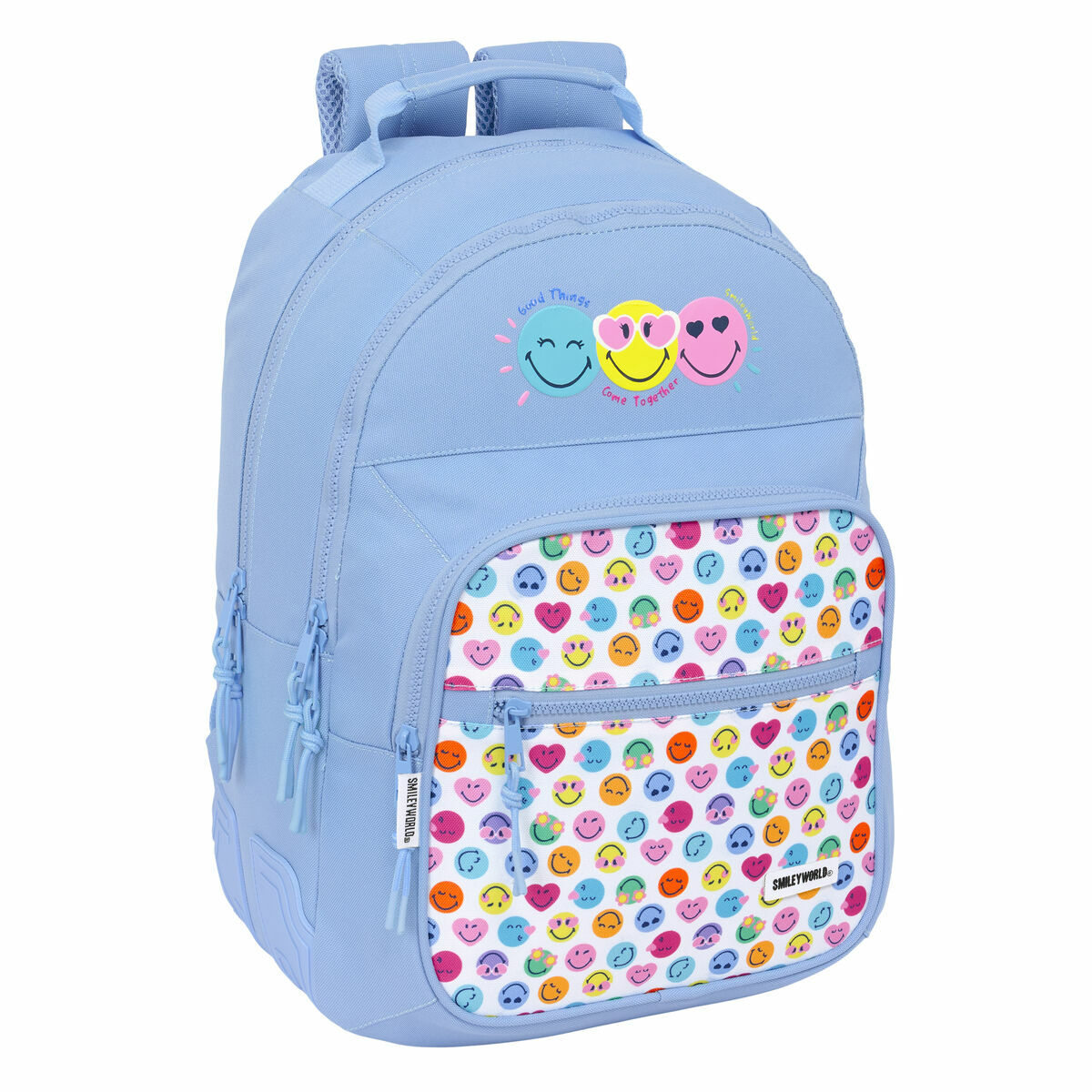 Zaino Scuola Smiley Joyful Azzurro Multicolore 32 X 42 X 15 cm