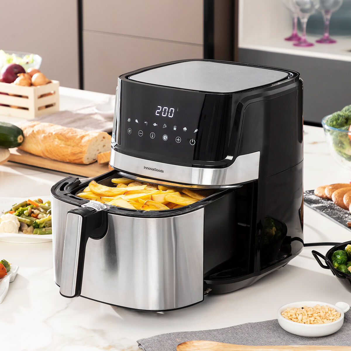 Friggitrice Ad Aria Innovagoods Fryinn Pro 5500 Nero 1700 W 5,5 L Acciaio Inossidabile