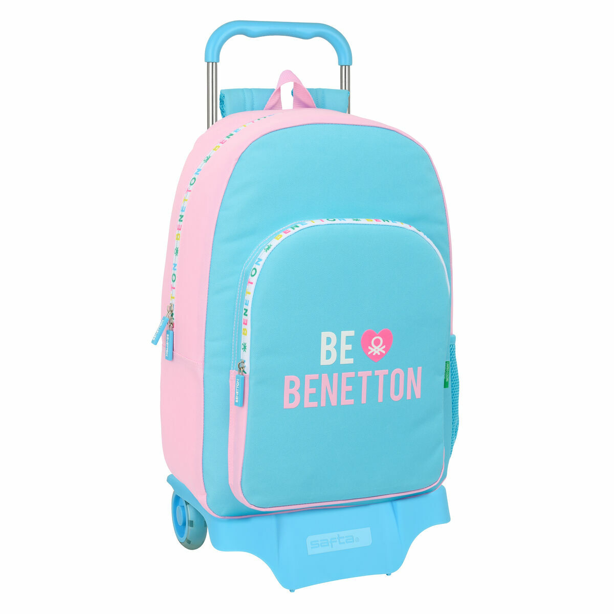 Trolley Per La Scuola Benetton Unique Rosa Turchese 30 X 46 X 14 cm