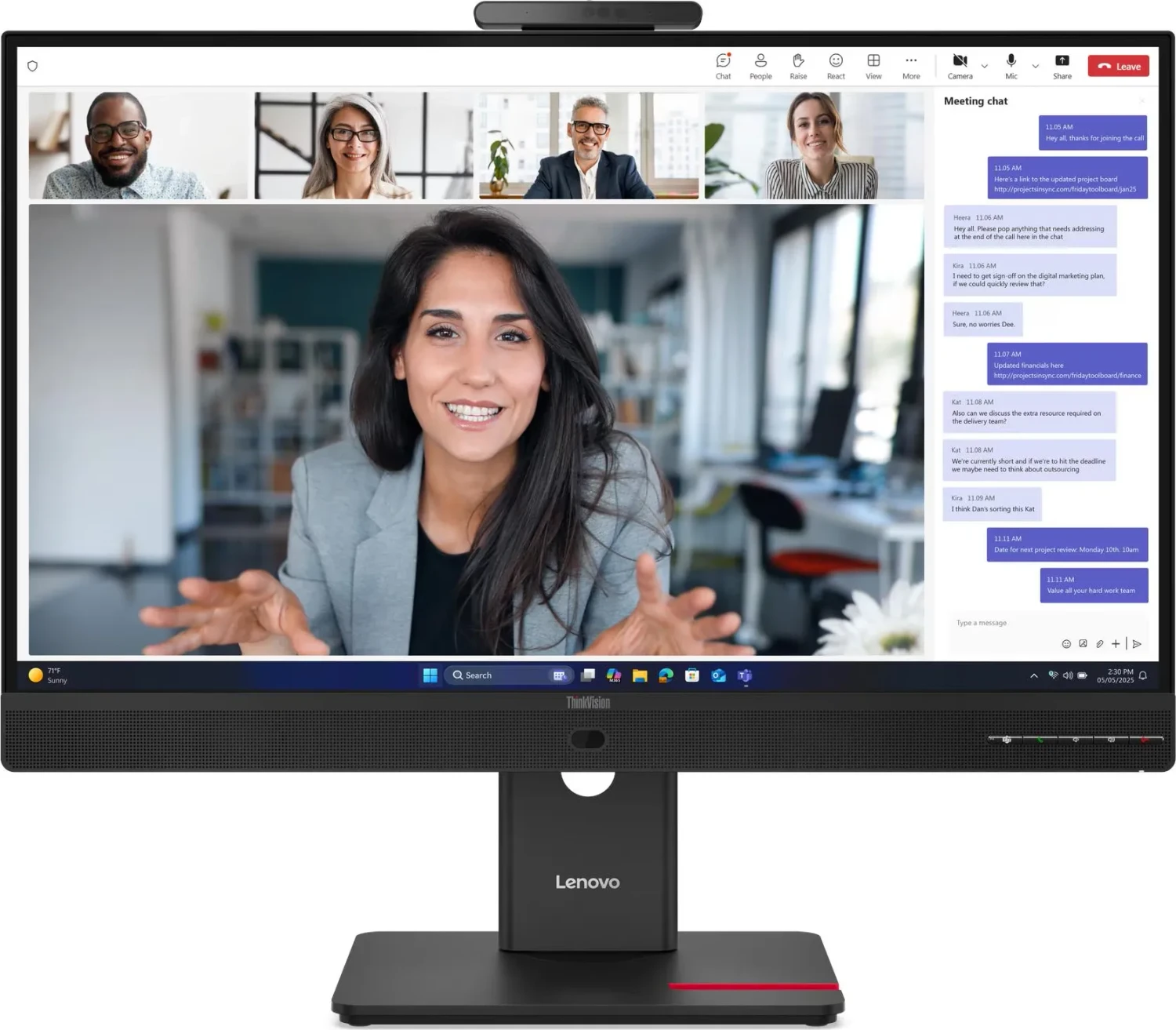 Lenovo Thinkvision T27qD-4v 27" Qhd Monitor, 2560x1440, Lcd, UsB-Hub, Lautsprecher, Höhenverstellbar, Schwarz (64b8uat1eu)