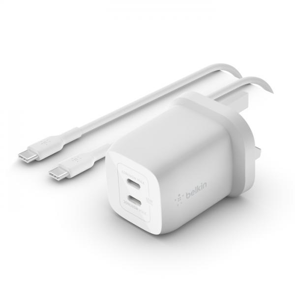 Belkin Wch013vf2mwH-B6 Computer Portatile, Smartphone Bianco Ac Ricarica Rapida Interno (belkin 65w Dual Usb C Gan - Charger 2m C C 100w Cable)
