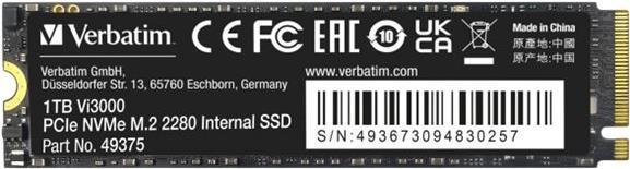 Verbatim Vi3000 - Ssd - High Endurance - 1tb - Nvme - Intern - M.2 2280 (m.2 2230) - Pcie 3.0 X4 (49375)
