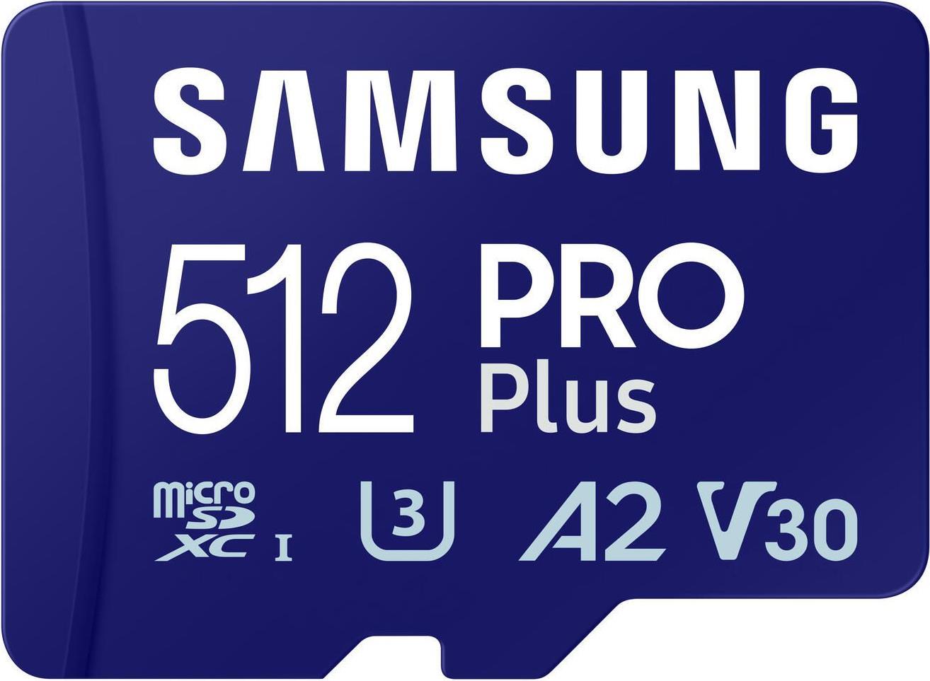 Samsung Pro Plus MB-Md512sa - FlasH-Speicherkarte (microsdxC-AN-SD-Adapter Inbegriffen) - 512gb - A2 / Video Class V30 / UhS-I U3 - Microsdxc UhS-I -