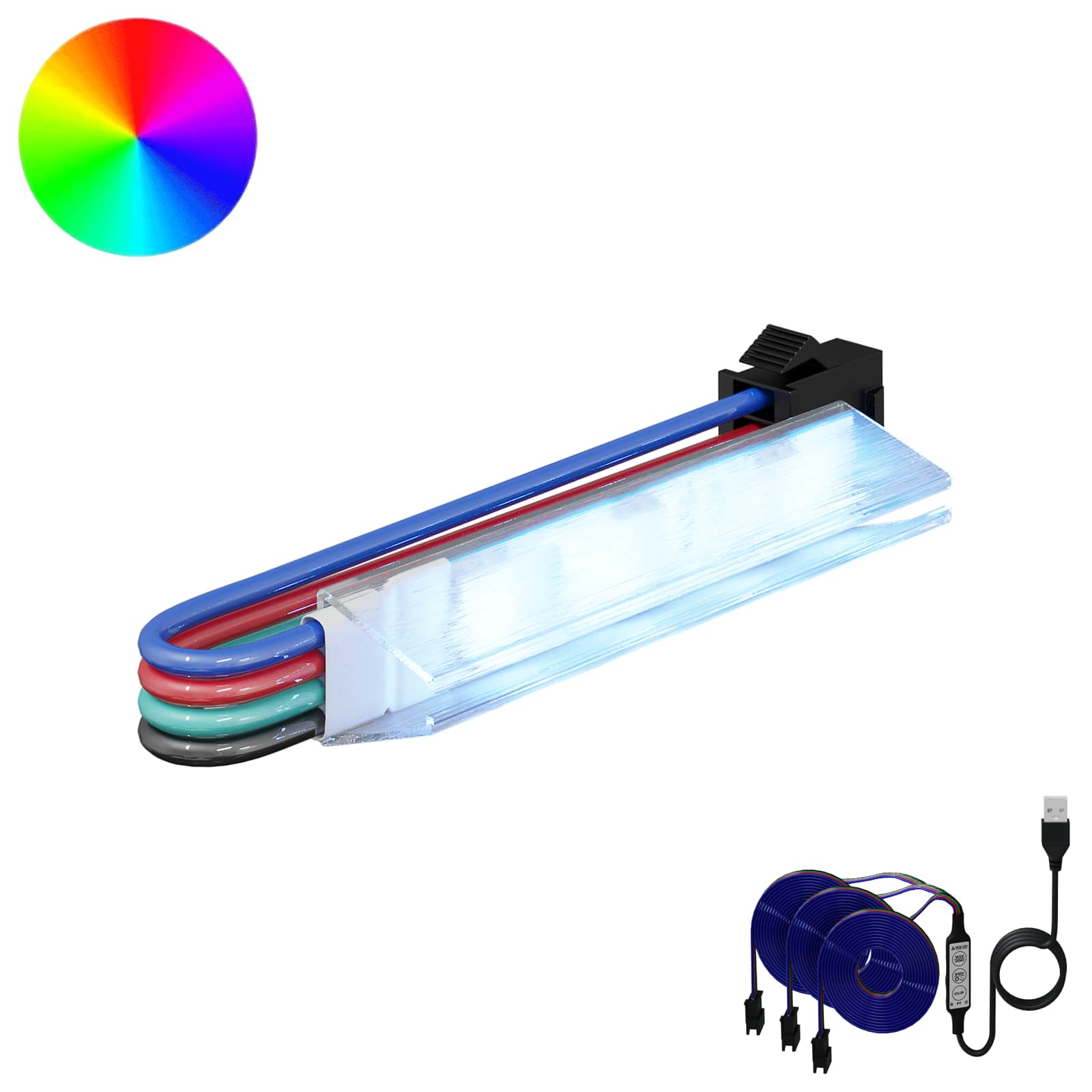 Striscia Led 4 Pcs Nero E Multicolore 150 Cm Rame E Plastica