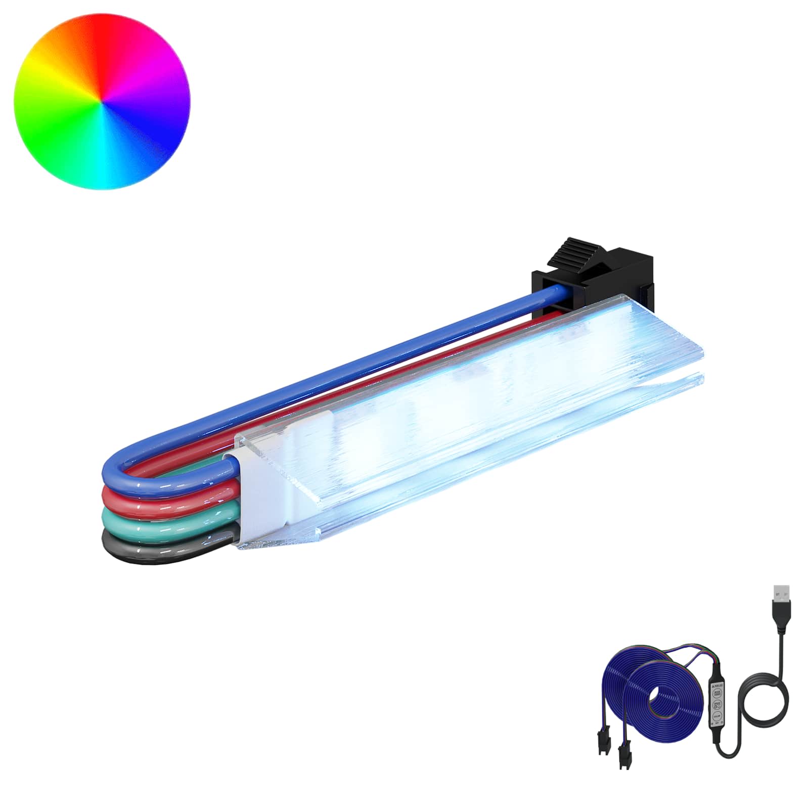 Striscia Led 4 Pcs Nero E Multicolore 150 Cm Rame E Plastica