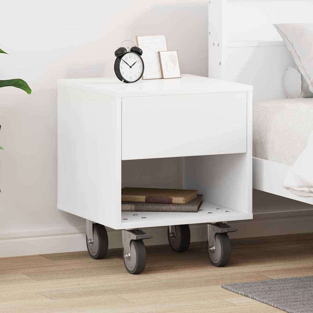 Comodino Bianco 40,5 X 40 X 48 Cm Legno Multistrato