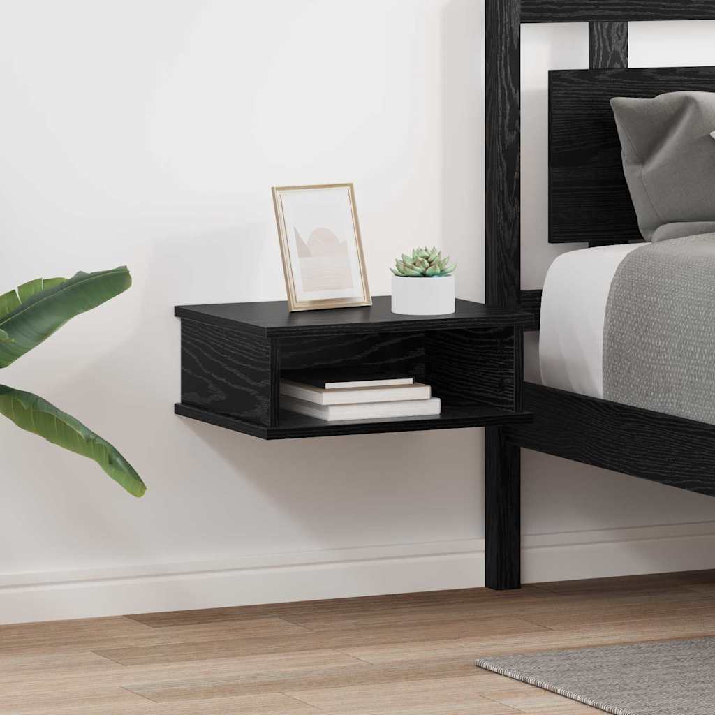 Comodino 2 Pcs Rovere Nero 40 X 31 X 15 Cm Legno Multistrato