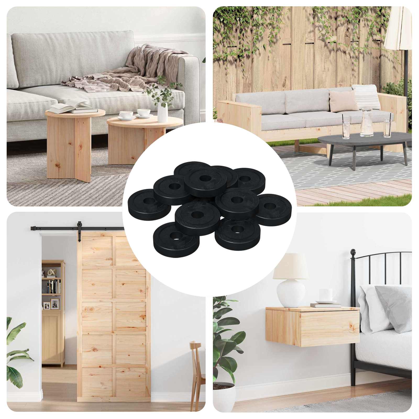 Adatto Per Rondella Piatta 12 Pcs Nero 15 X 4 X 3 mm