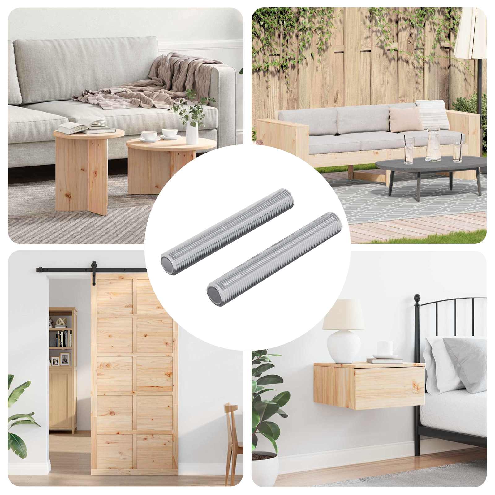 Asta Filettata 2 Pcs Argento 8 X 55 Mm Acciaio