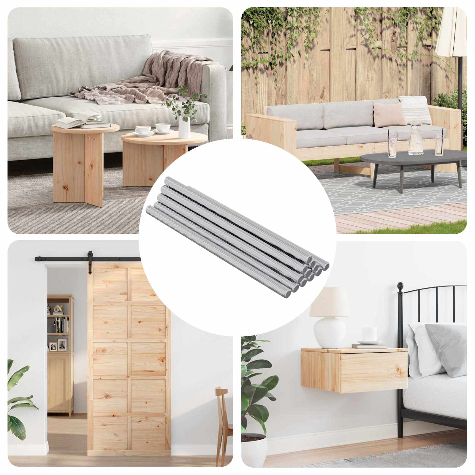 Asta Filettata 12 Pcs Argento 6 X 120 Mm Acciaio