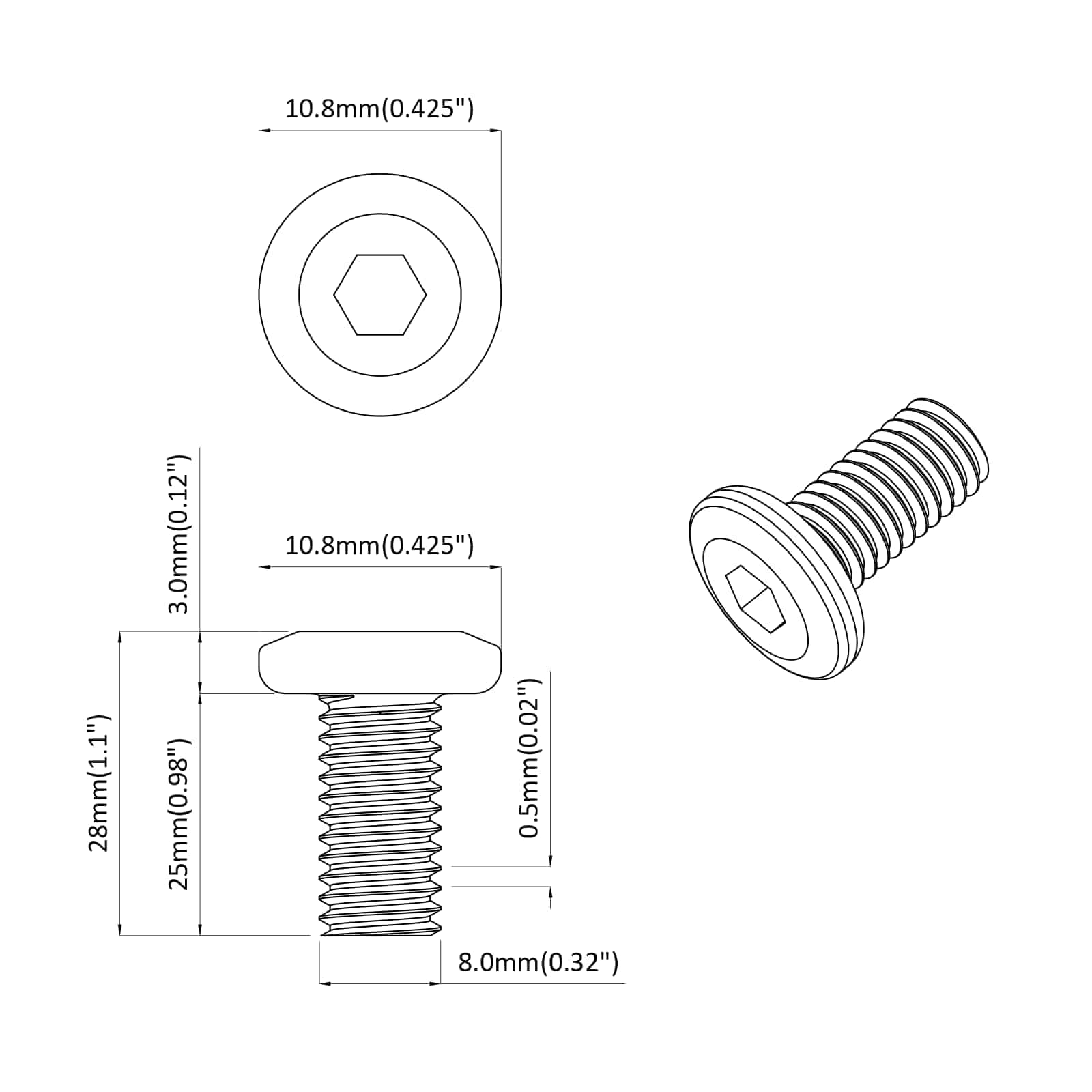 Vite 12 Pcs Argento 8 X 25 Mm Acciaio - Image 6