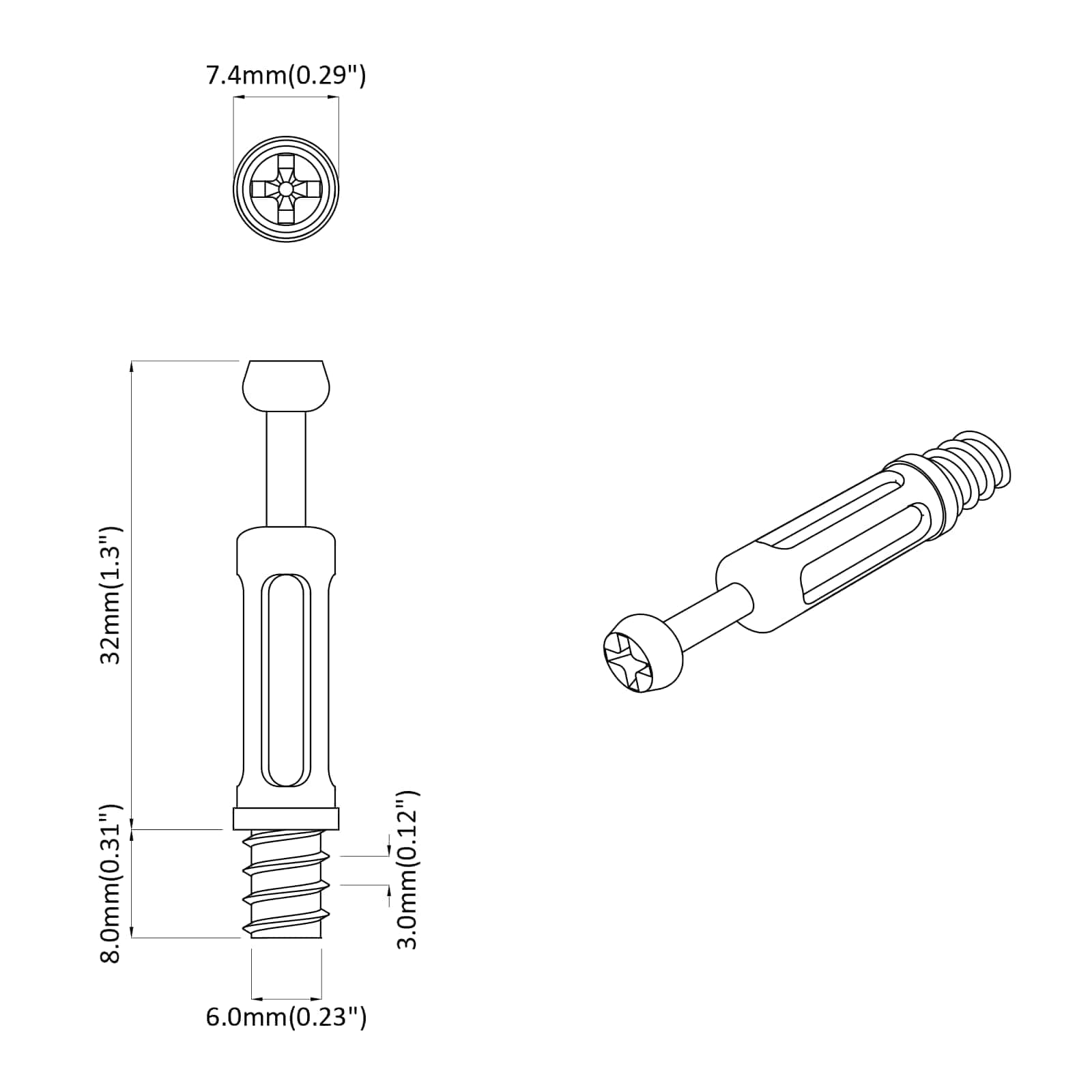 Vite Per Blocco A Camma 2 Pcs Argento E Nero M6 X 40 mm - Image 6