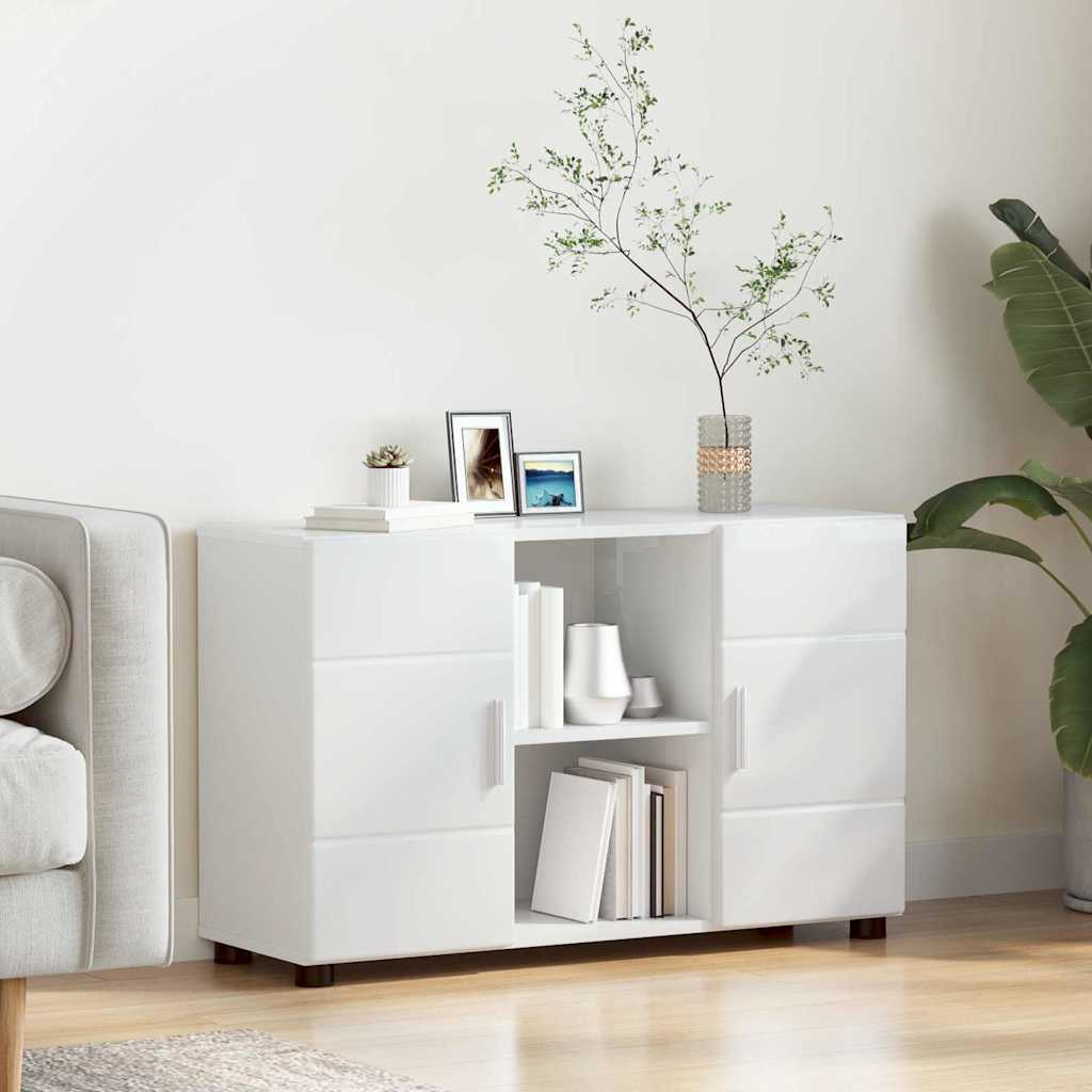 Credenza Bianco Lucido 88,5 X 30,5 X 55,5 Cm Legno Multistrato