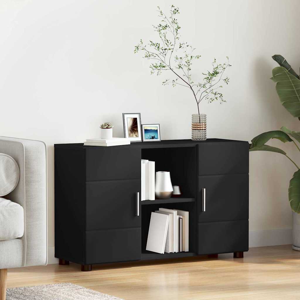 Credenza Con Porta Nero 88,5 X 30,5 X 55,5 Cm Legno Multistrato