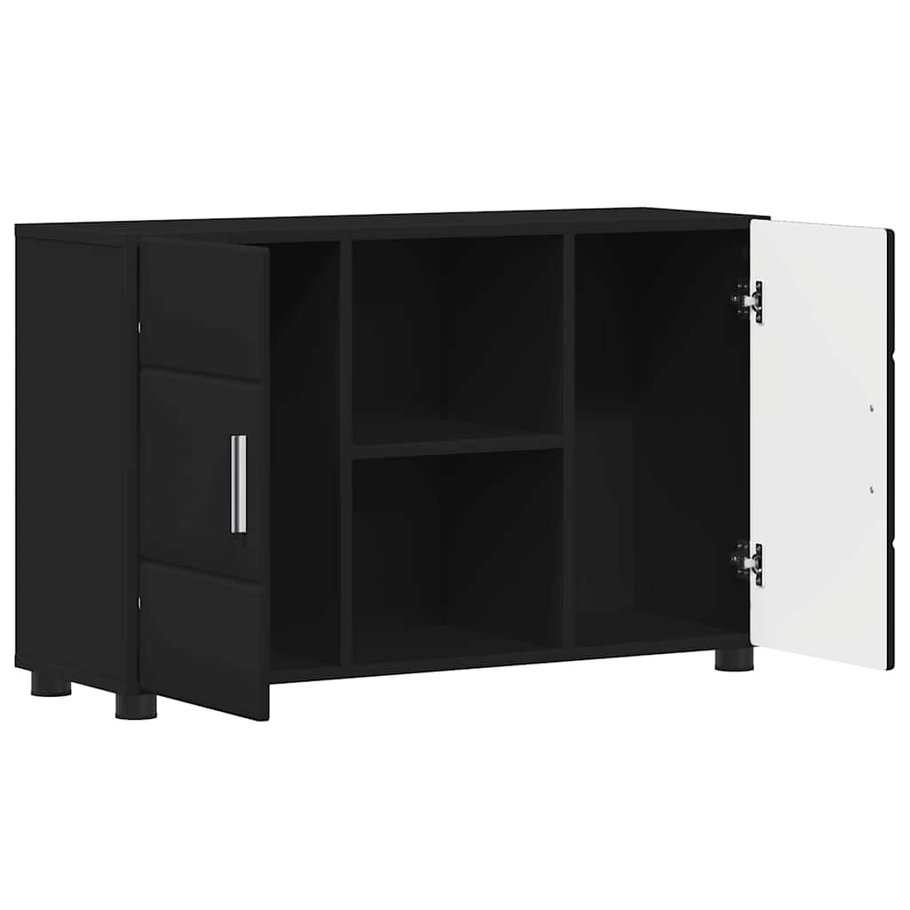 Credenza Con Porta Nero 88,5 X 30,5 X 55,5 Cm Legno Multistrato - Image 5