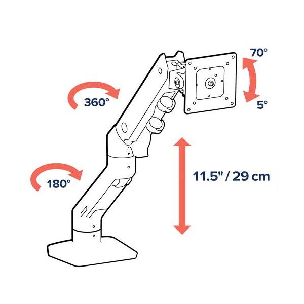 Ergotron Hx Desk Monitor Arm - Befestigungskit (gelenkarm, Spannbefestigung Für Tisch, Tischplattenbohrung, Pivot, Befestigungsteile, Verlängerungste - Image 4