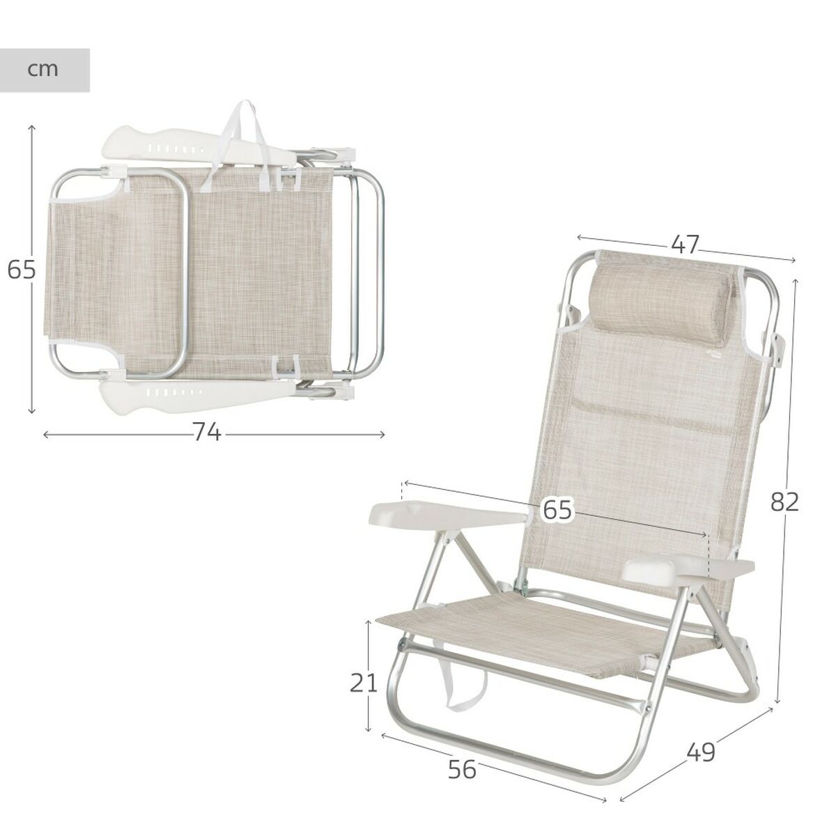 Sedia Da Spiaggia Aktive 47 X 82 X 49 Cm (2 Unità) - Image 5