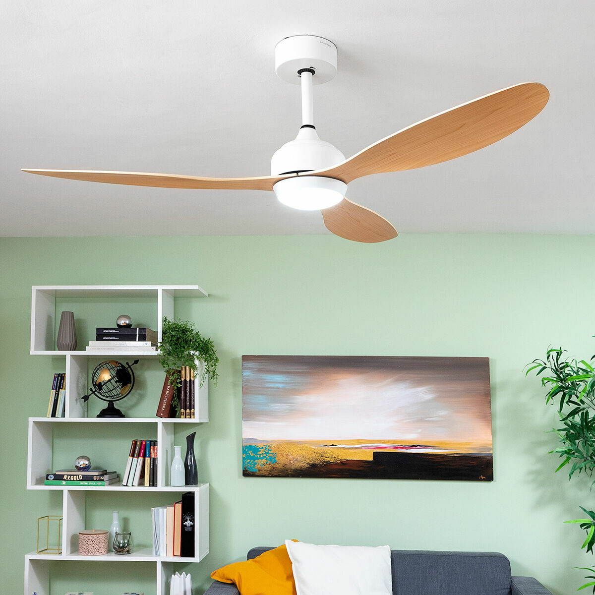 Ventilatore Da Soffitto Con Luce Led E 3 Pale Abs Wuled Innovagoods Legno 36 W 52" Ø132 cm