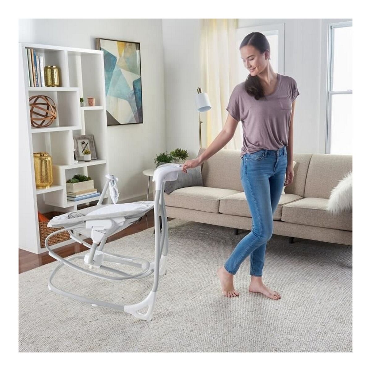 Sedia A Dondolo Ingenuity 2-IN-1 Swing Lounger - Raylan Grigio Bianco - Image 5