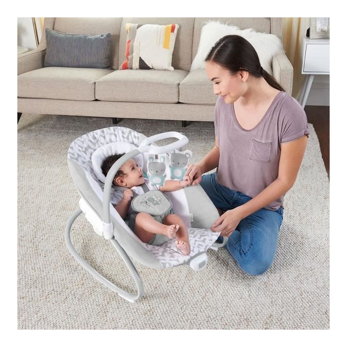 Sedia A Dondolo Ingenuity 2-IN-1 Swing Lounger - Raylan Grigio Bianco - Image 4