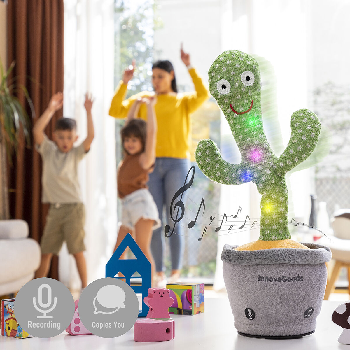 Cactus Danzante E Parlante Ricaricabile Con Musica E Led Multicolor Cacxi Innovagoods