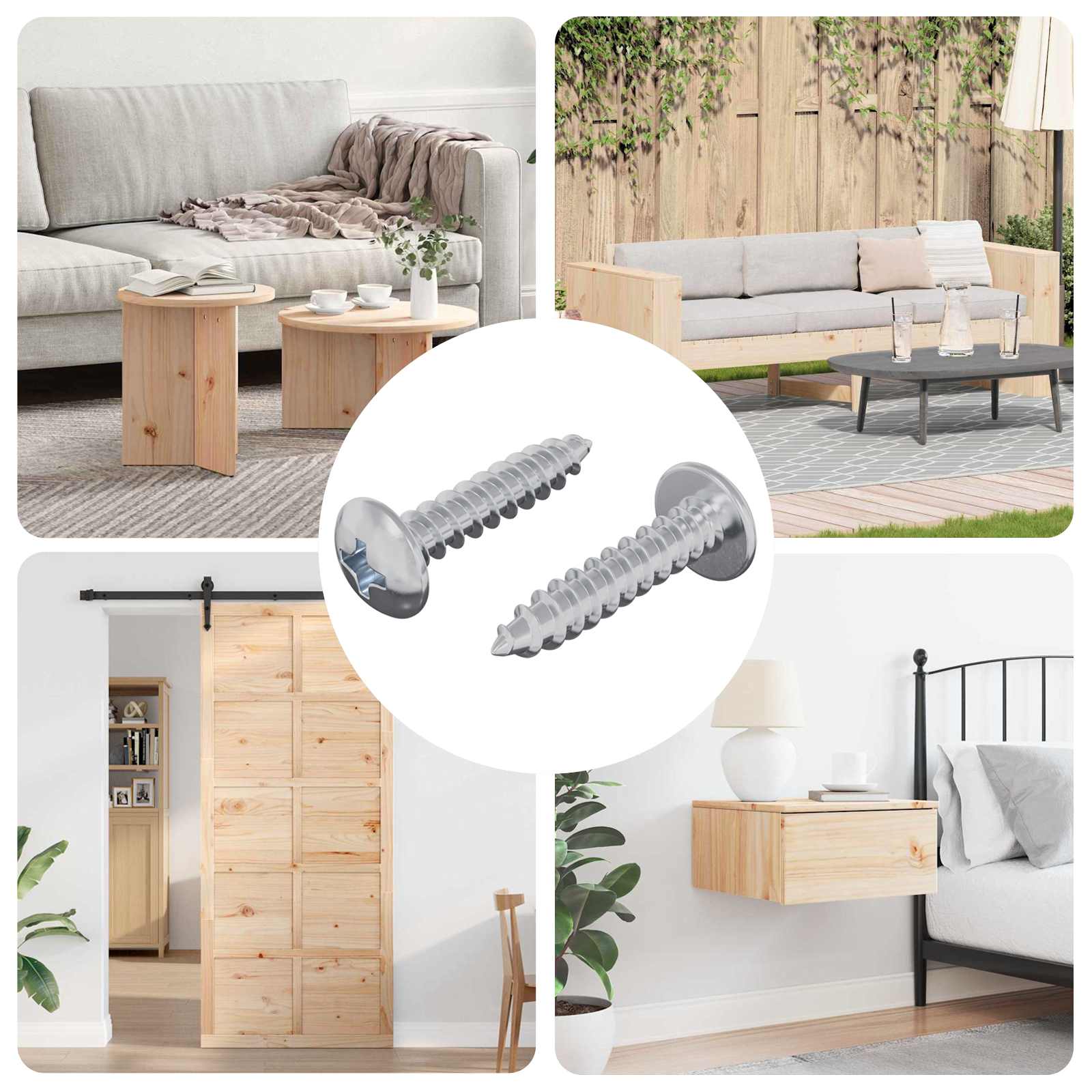 Viti In Legno 2 Pcs Argento M4 X 20 Mm Acciaio